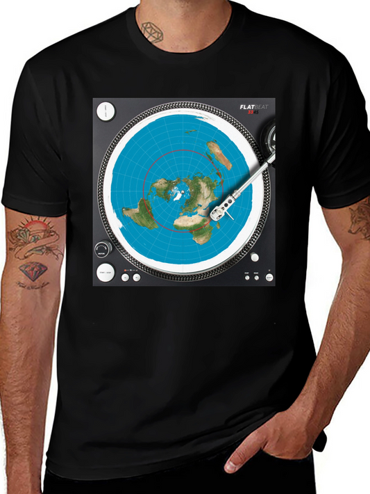 Flat Earth DJ T-Shirt - Spin the Truth!