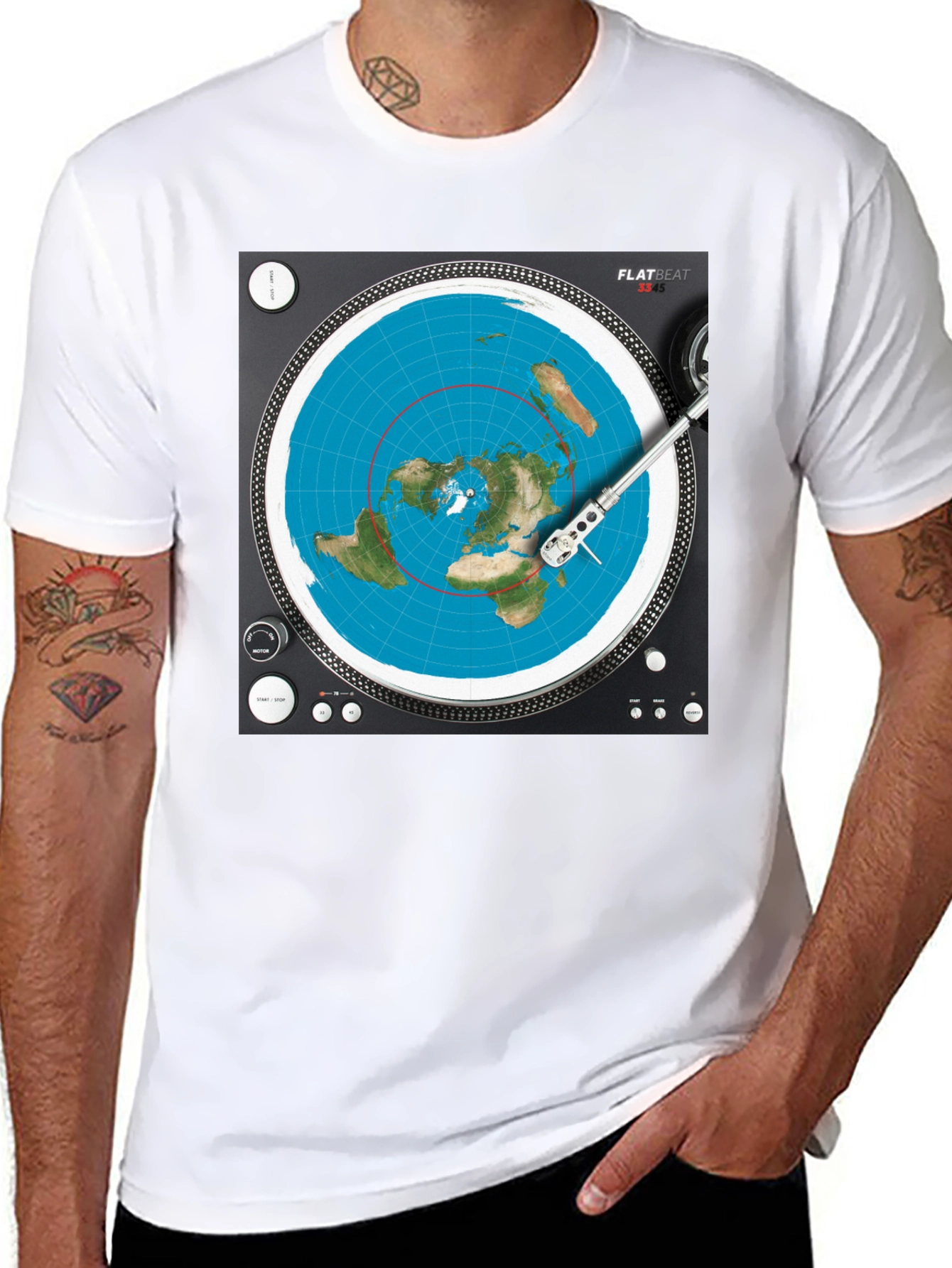 Flat Earth DJ T-Shirt - Spin the Truth!