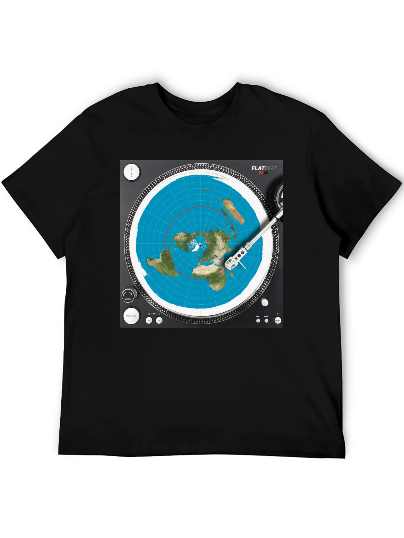 Flat Earth DJ T-Shirt - Spin the Truth!