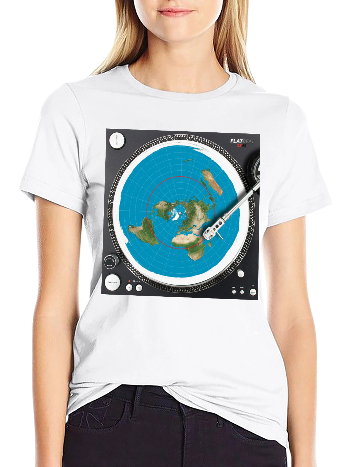 Flat Earth DJ T-Shirt - Spin the Truth!