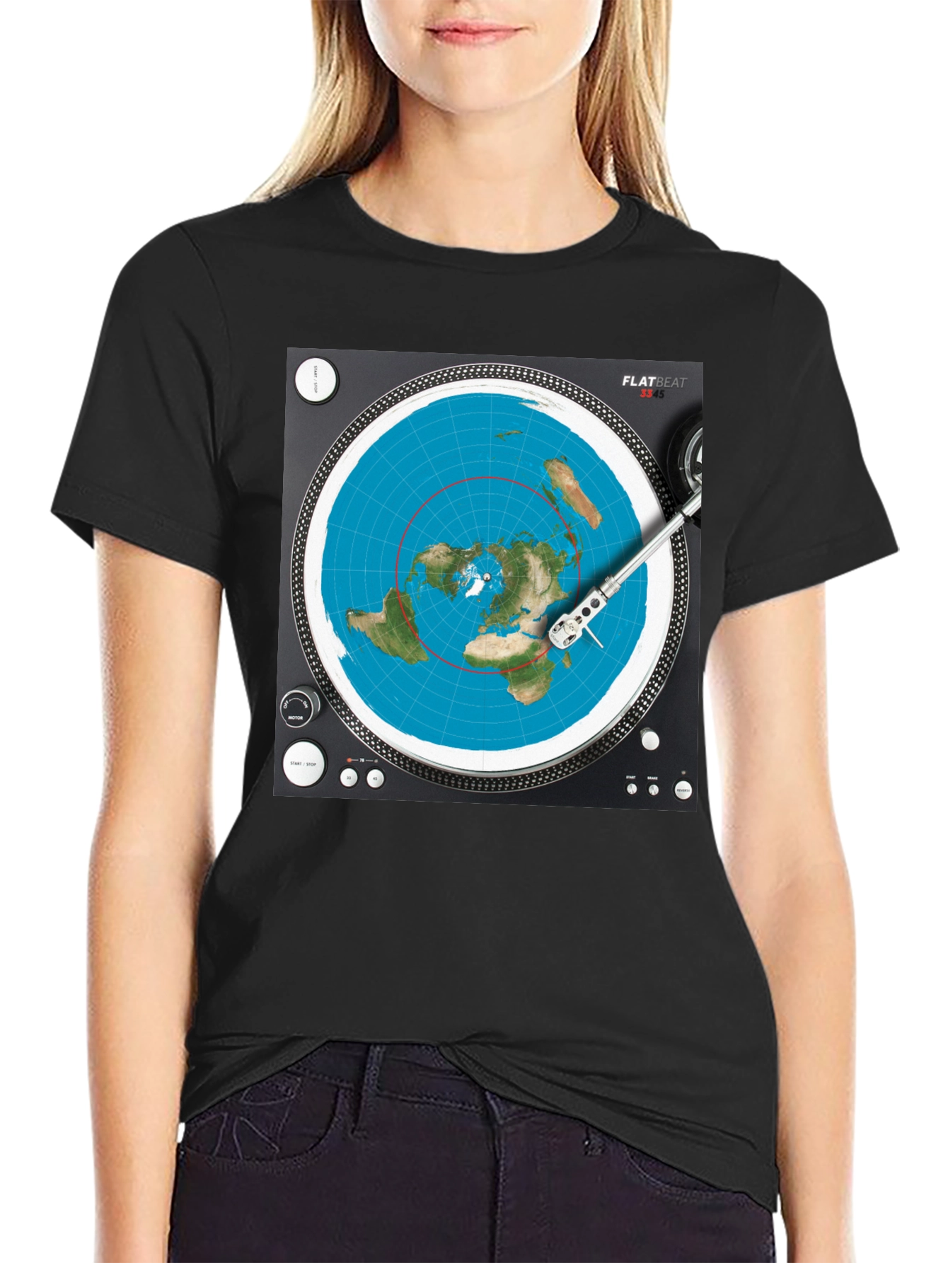 Flat Earth DJ T-Shirt - Spin the Truth!