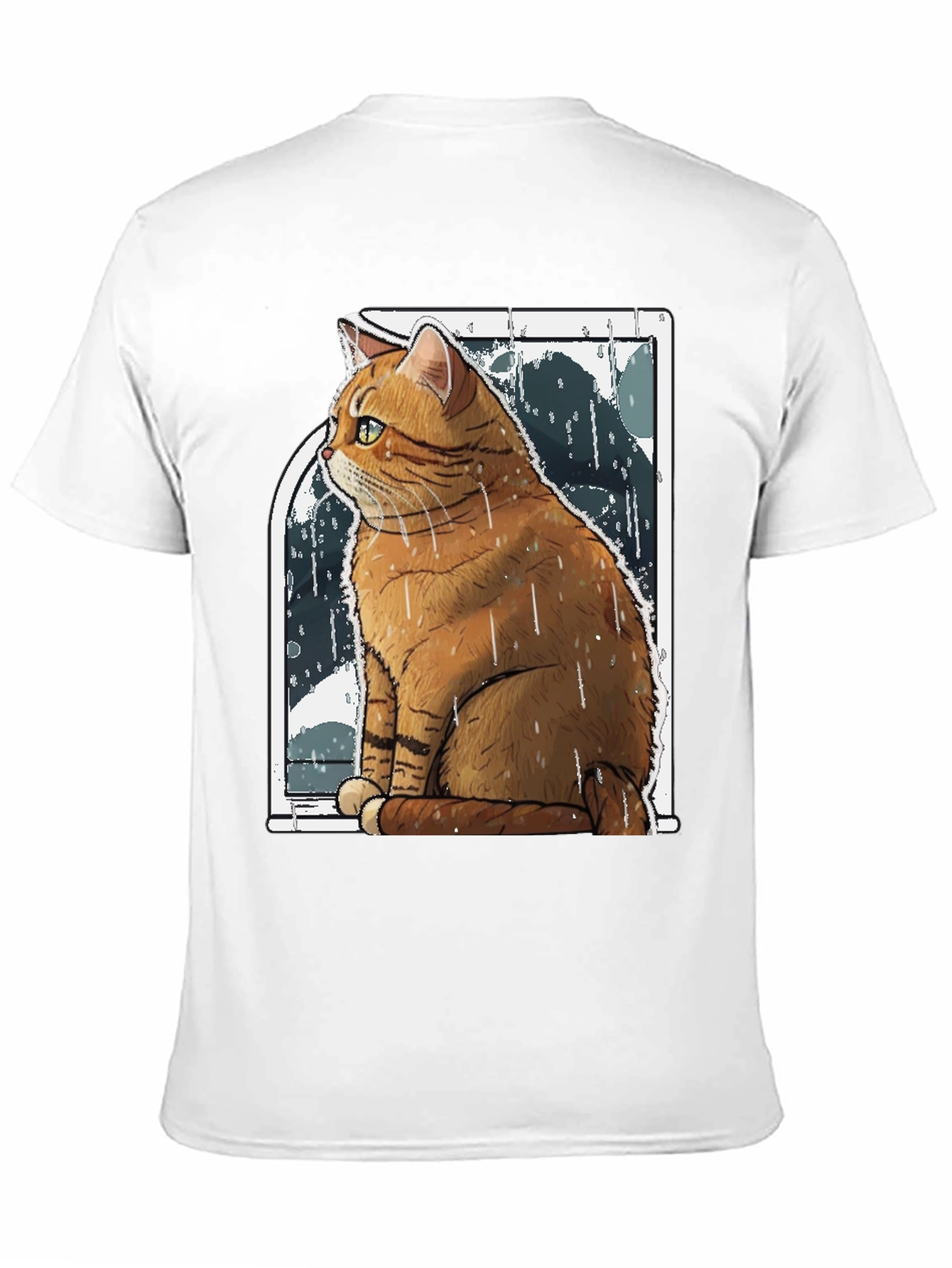 Rainy Day Cat Graphic Tee - Unisex Black T-Shirt