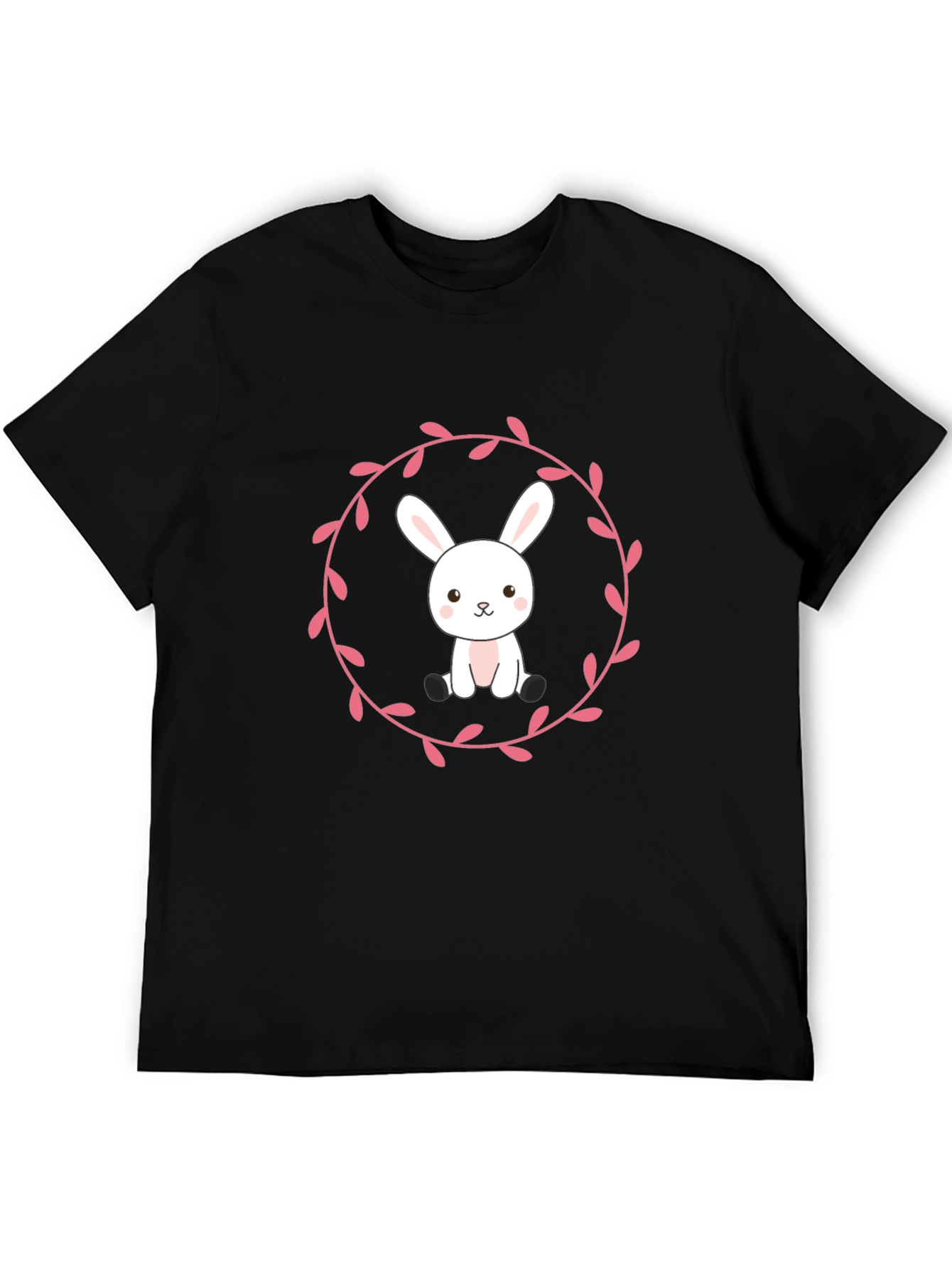 Bunny Wreath Graphic T-Shirt - Black