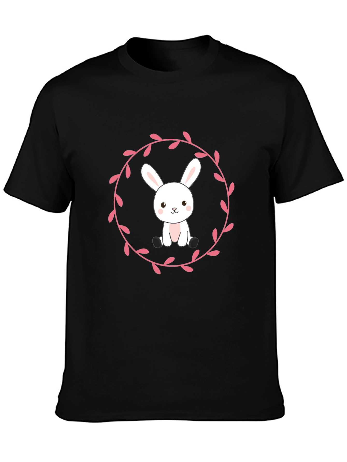 Bunny Wreath Graphic T-Shirt - Black
