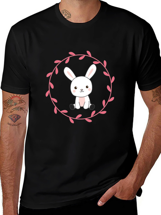 Bunny Wreath Graphic T-Shirt - Black