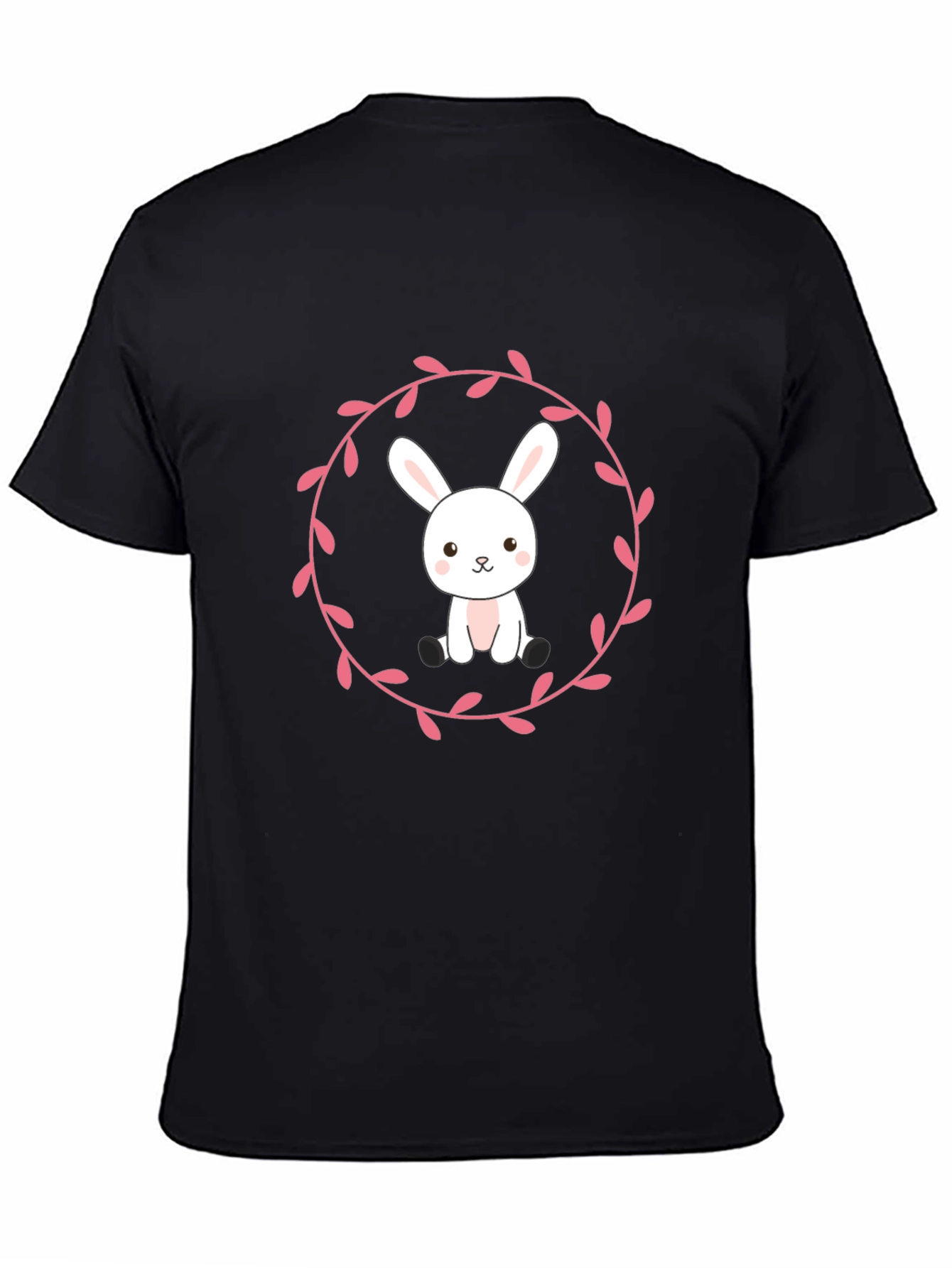Bunny Wreath Graphic T-Shirt - Black