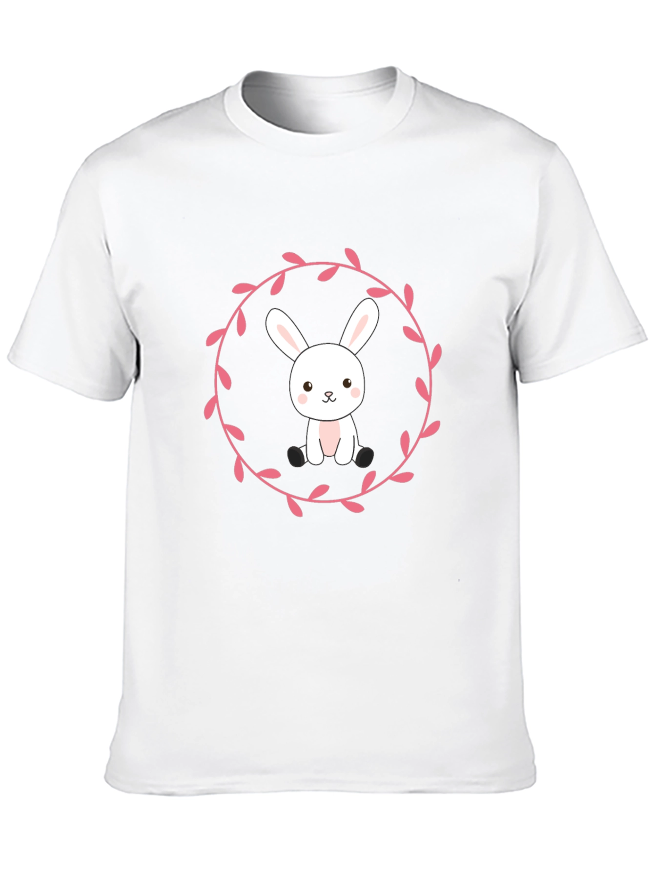 Bunny Wreath Graphic T-Shirt - Black