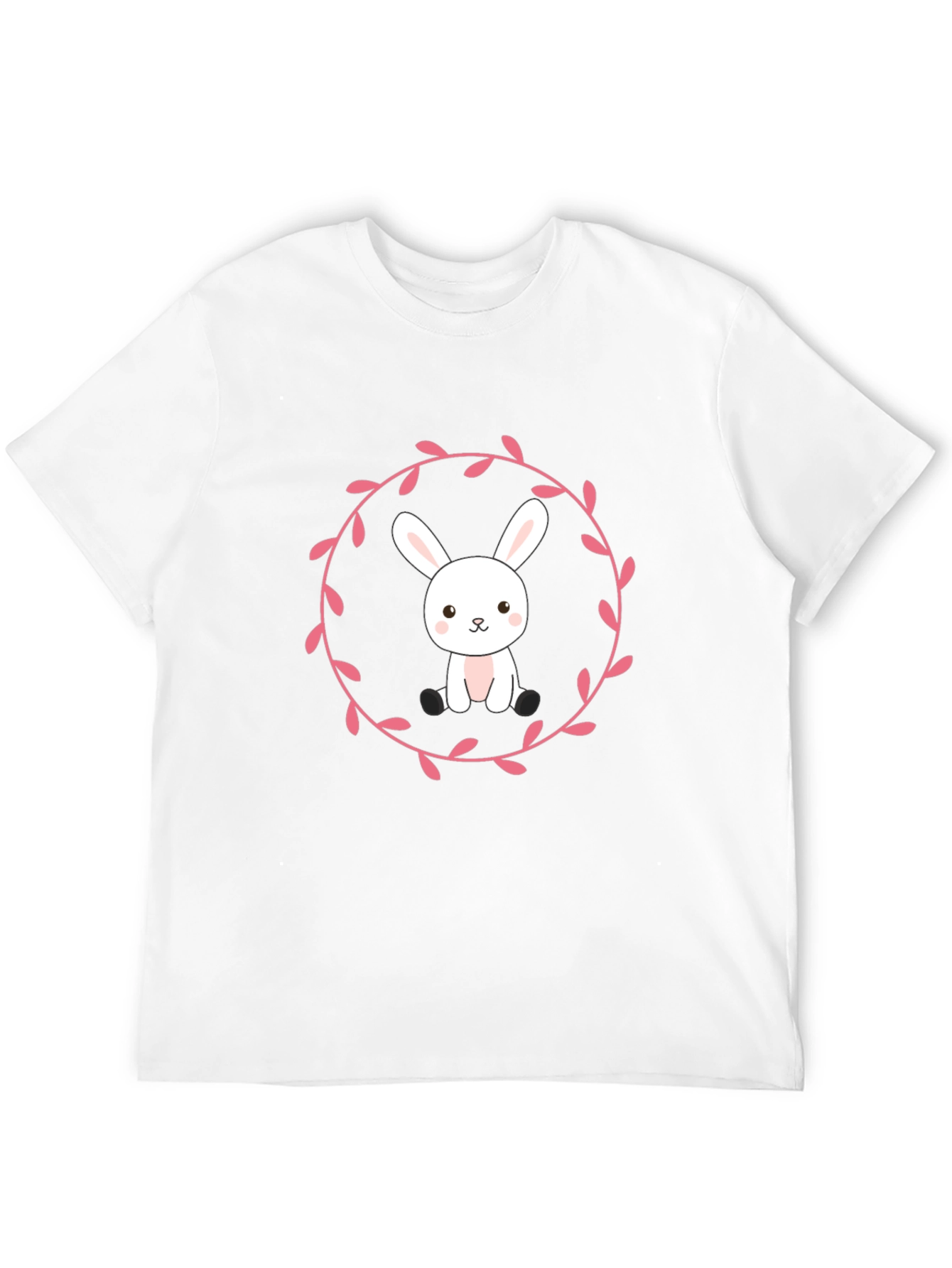 Bunny Wreath Graphic T-Shirt - Black