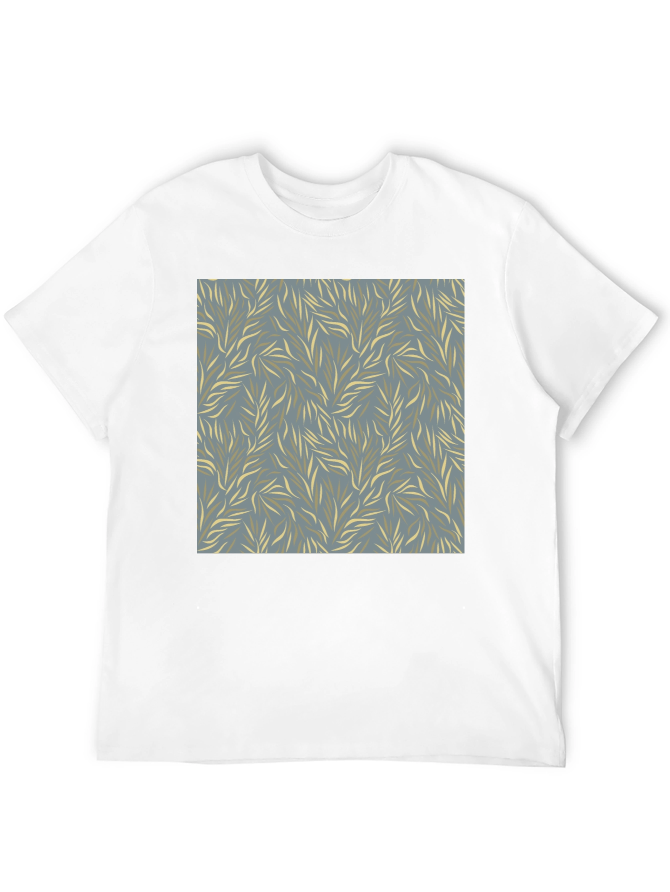 Stylish Mens Black Tee with Leaf Pattern
