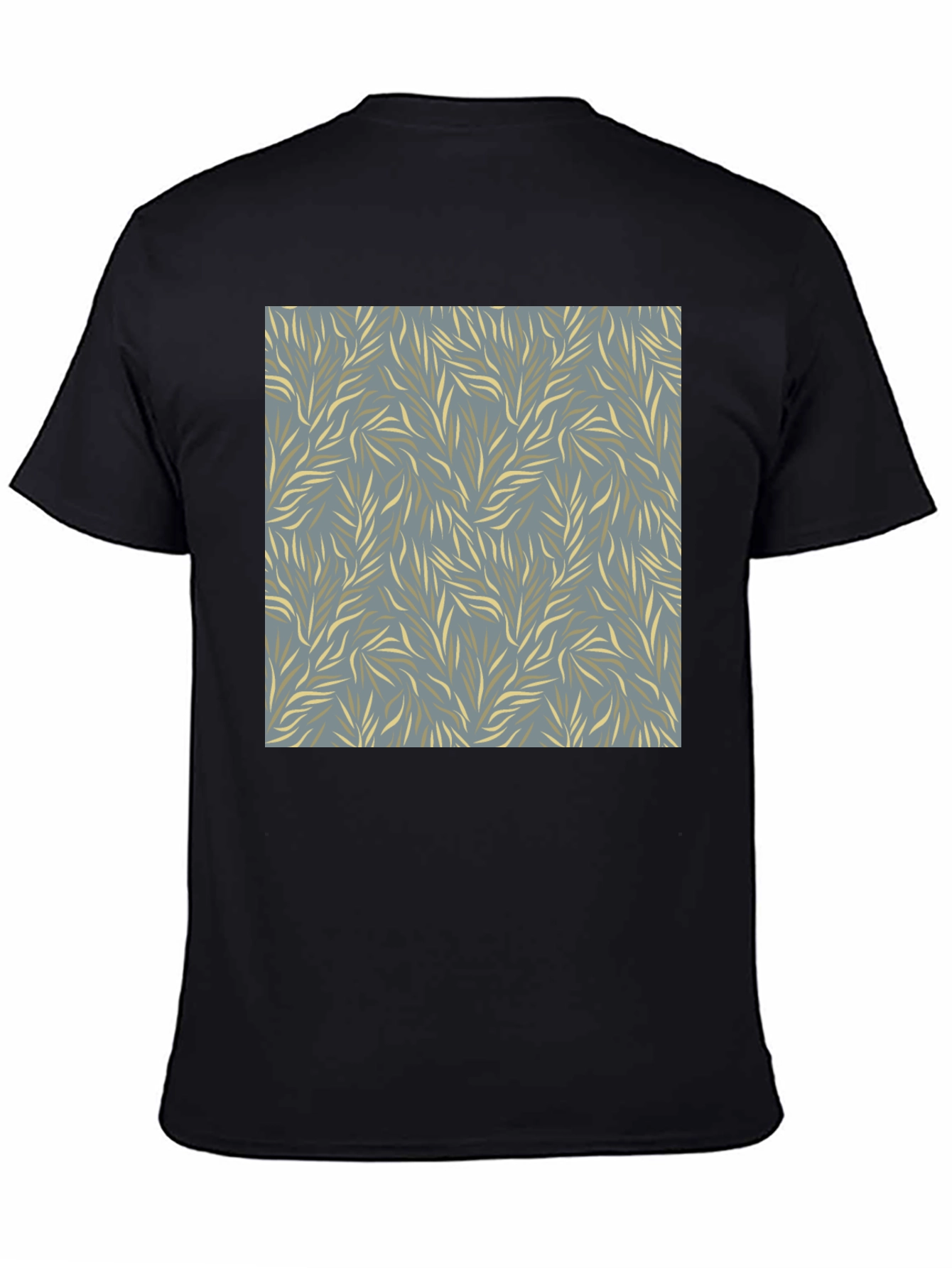 Stylish Mens Black Tee with Leaf Pattern