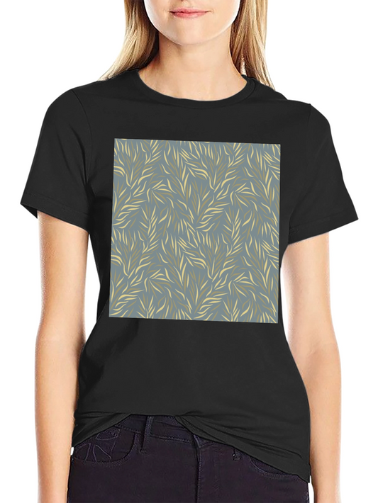 Stylish Mens Black Tee with Leaf Pattern
