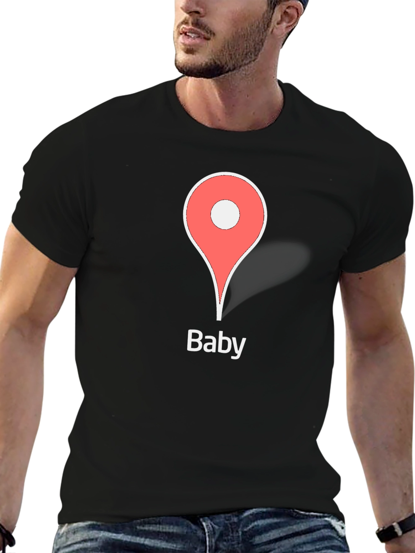 Baby Location Pin Black T-Shirt