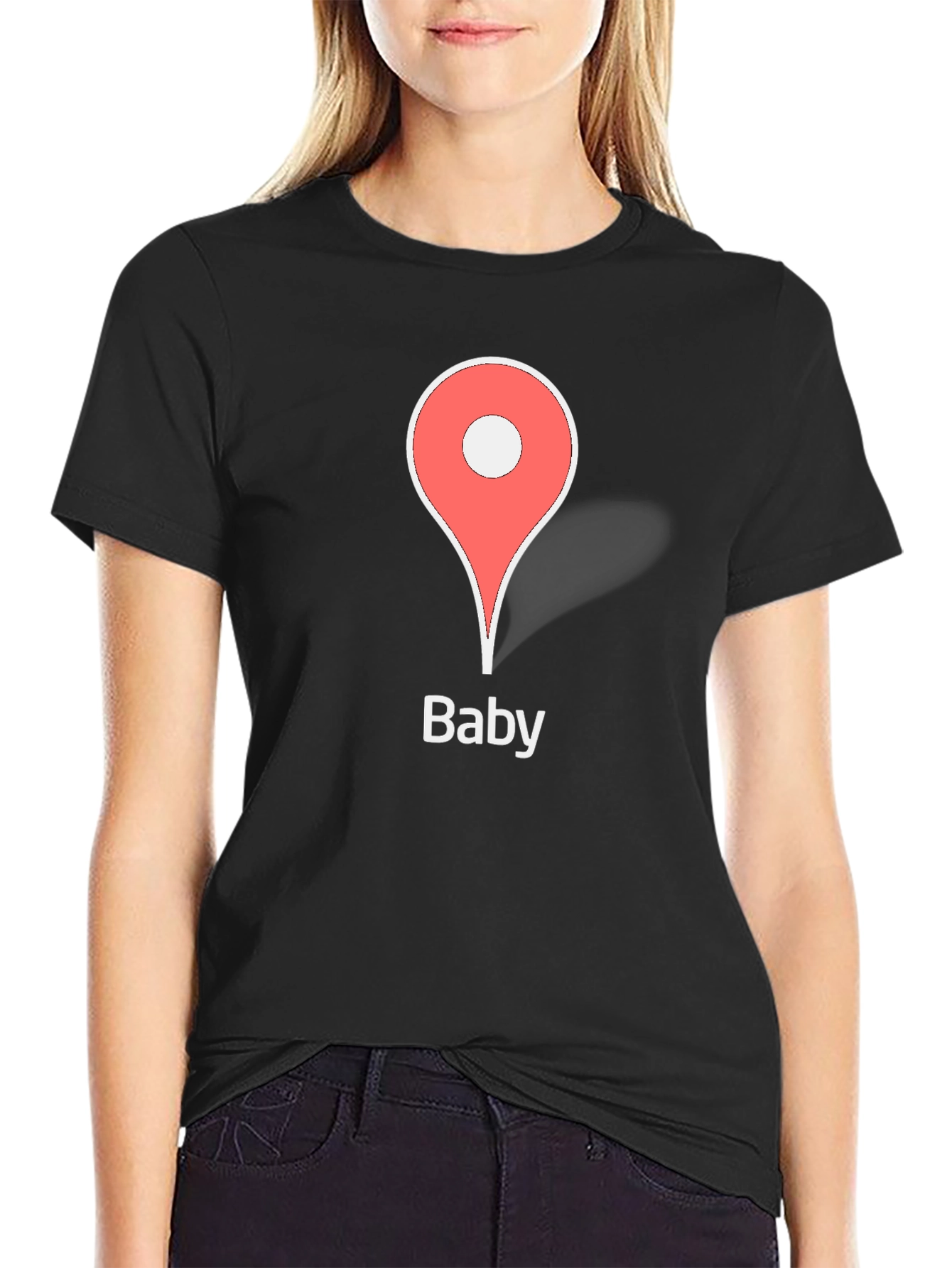 Baby Location Pin Black T-Shirt