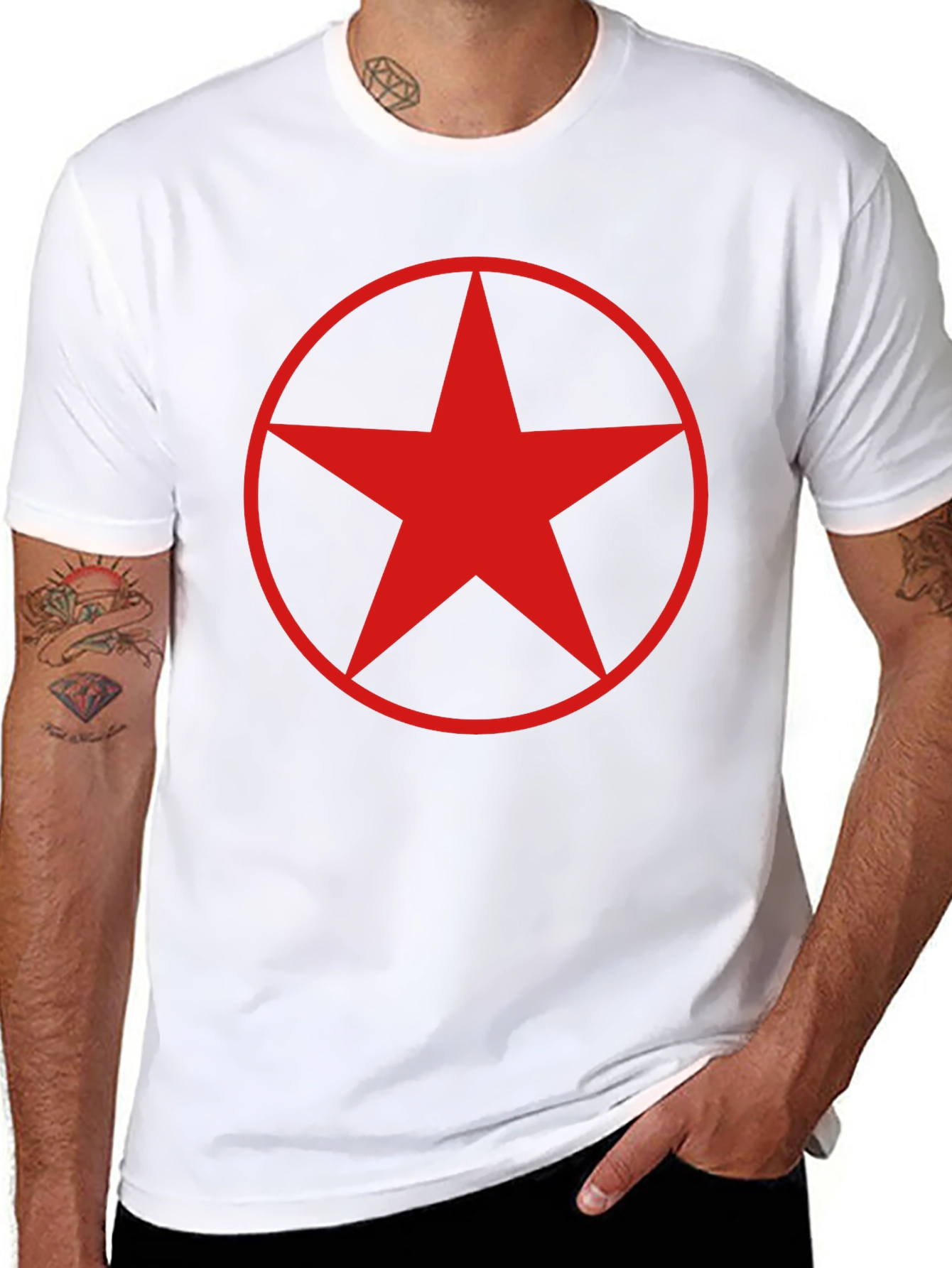 Red Star Circle Black T-Shirt