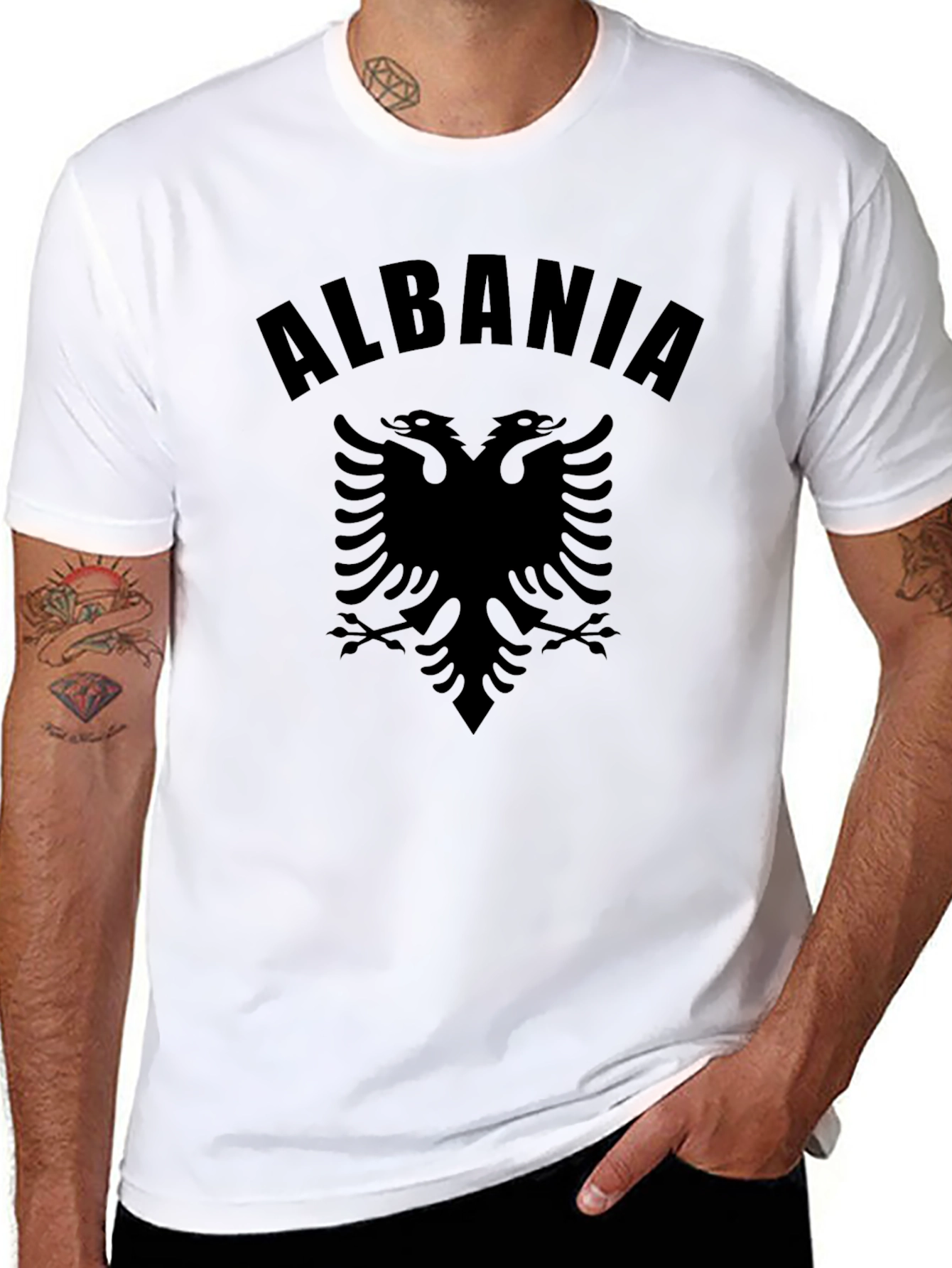 Albania Eagle Black Graphic Tee - Soft Cotton T-Shirt