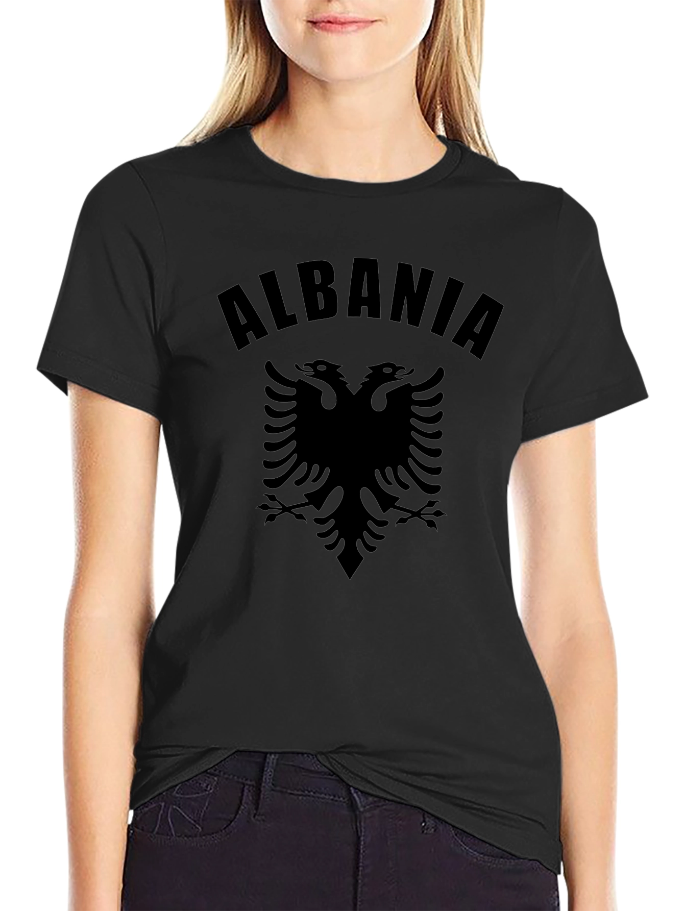 Albania Eagle Black Graphic Tee - Soft Cotton T-Shirt