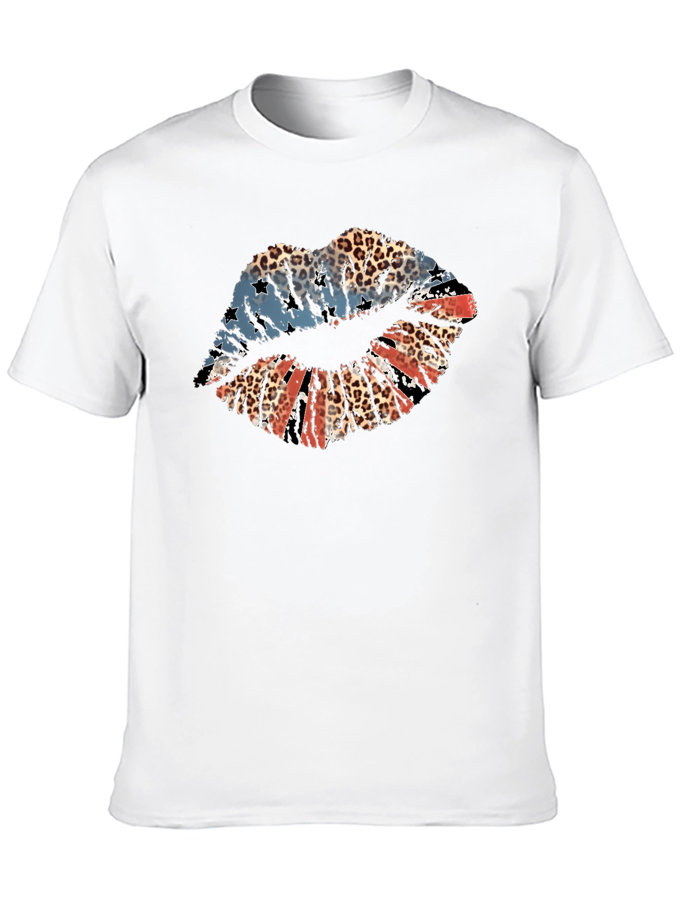 Patriotic Leopard Lips Graphic T-Shirt