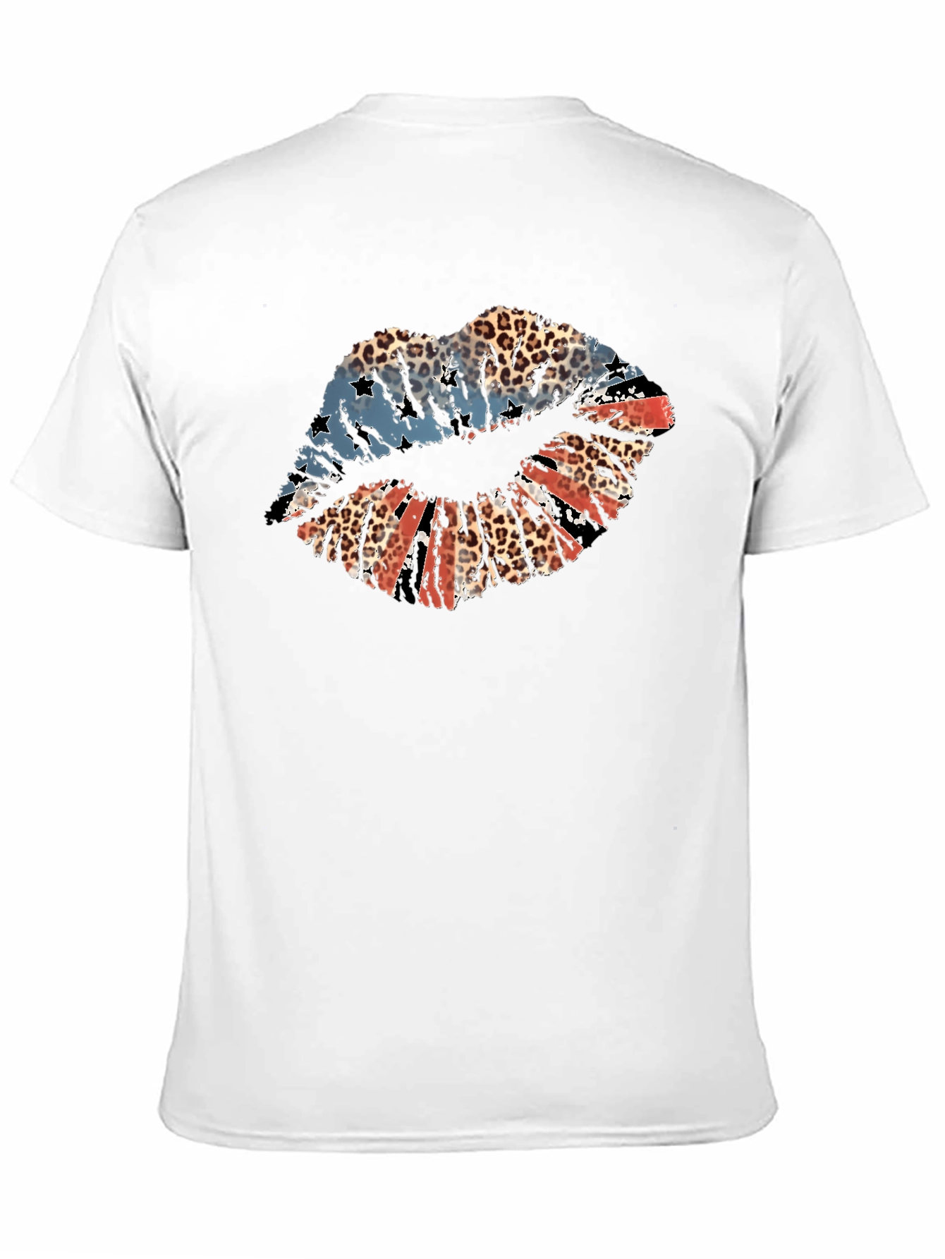 Patriotic Leopard Lips Graphic T-Shirt