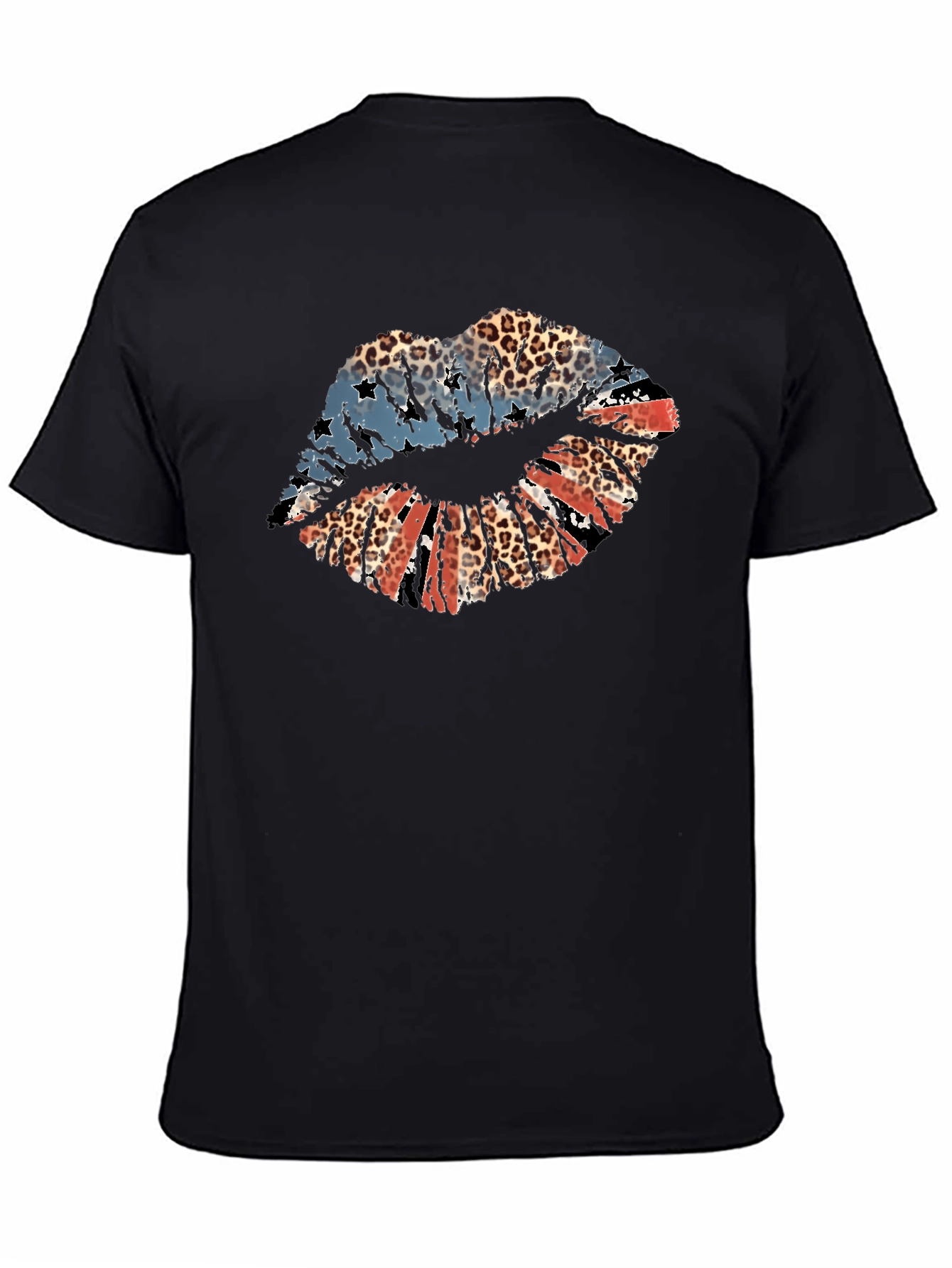 Patriotic Leopard Lips Graphic T-Shirt