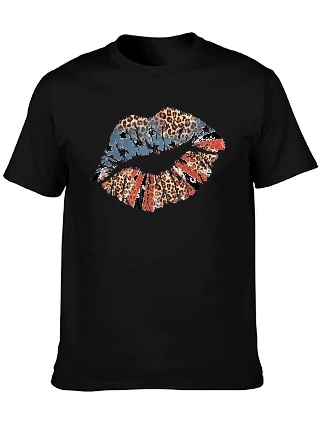 Patriotic Leopard Lips Graphic T-Shirt