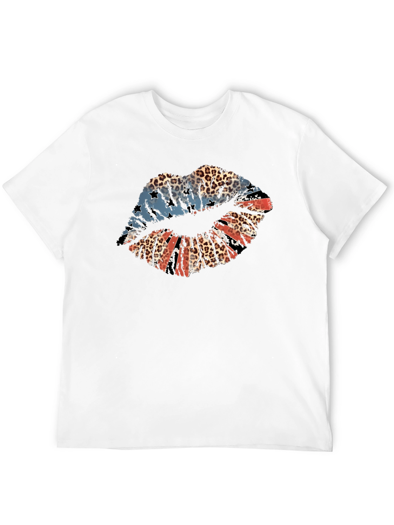 Patriotic Leopard Lips Graphic T-Shirt