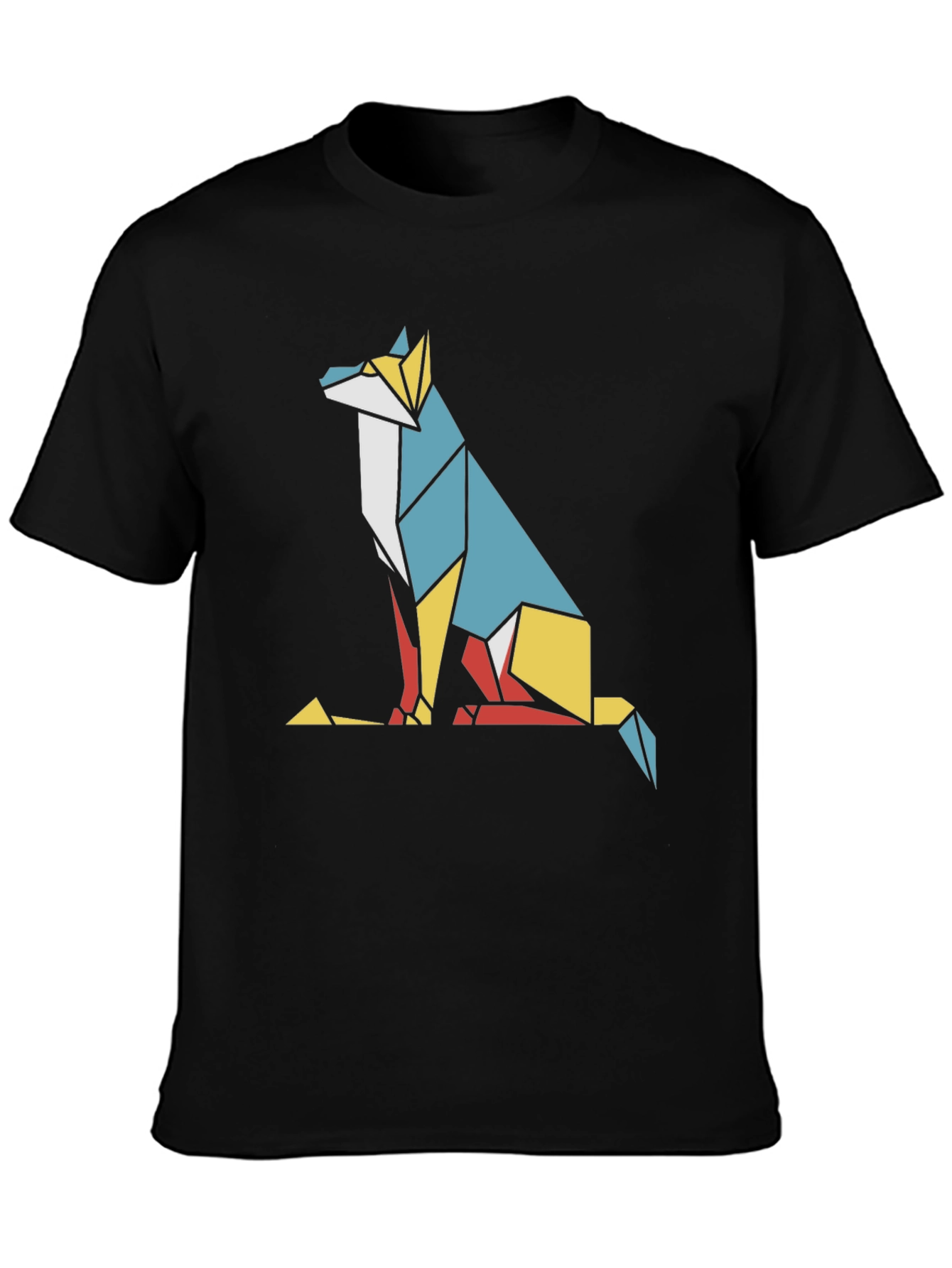 Geometric Fox Graphic Tee - Modern Art Style