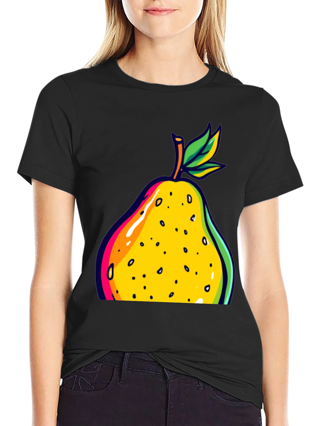 Pear Graphic Black T-Shirt
