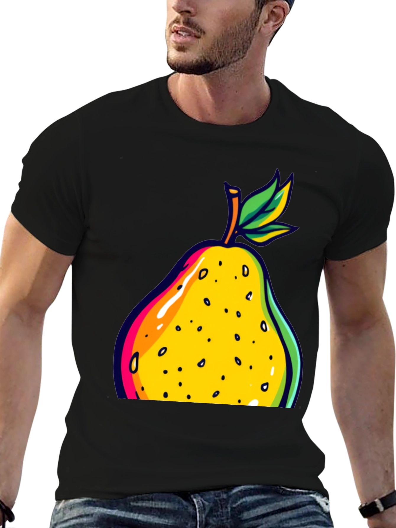 Pear Graphic Black T-Shirt