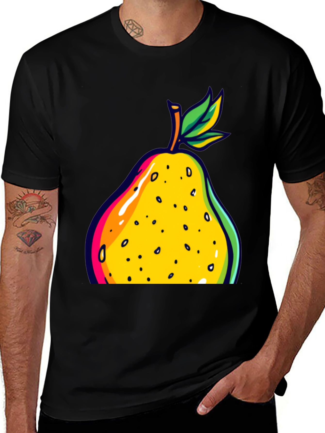 Pear Graphic Black T-Shirt