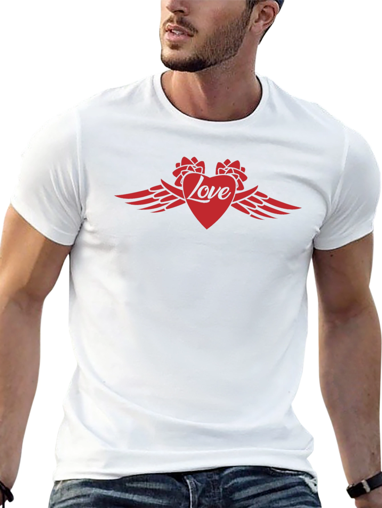 Love Wings Heart Graphic Tee - Mens Black T-Shirt