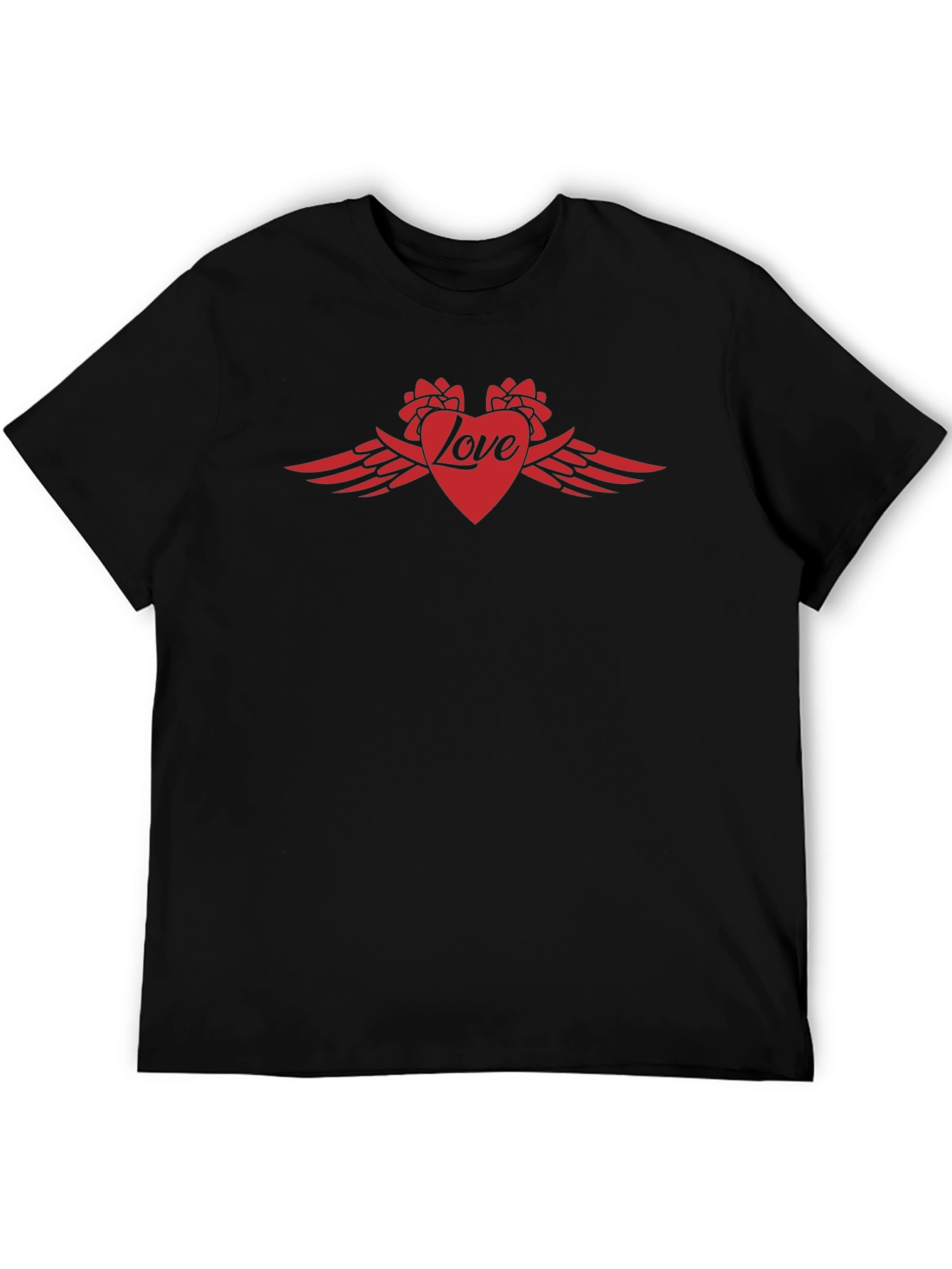 Love Wings Heart Graphic Tee - Mens Black T-Shirt