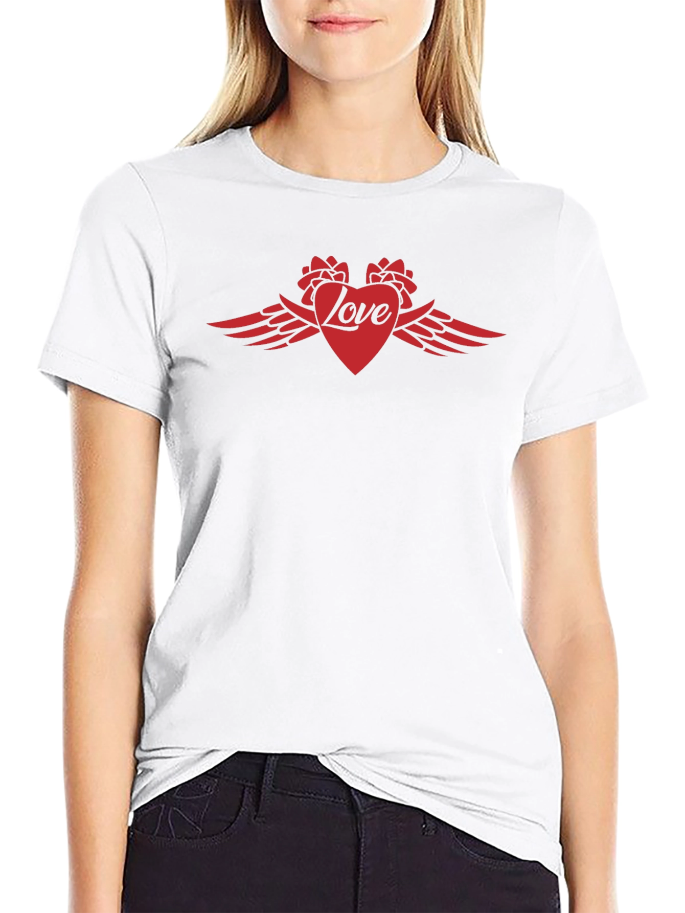 Love Wings Heart Graphic Tee - Mens Black T-Shirt
