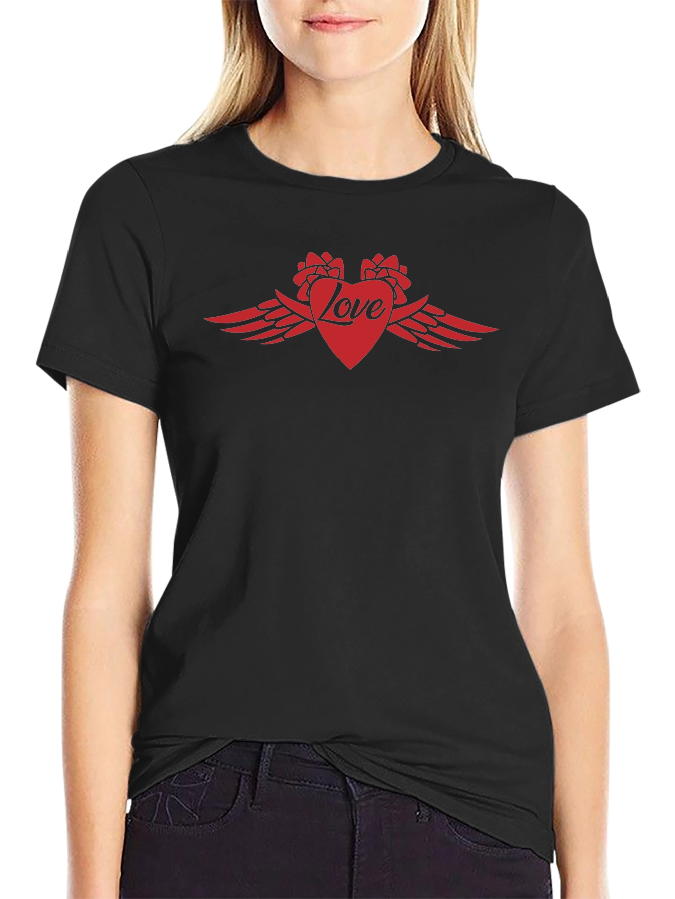 Love Wings Heart Graphic Tee - Mens Black T-Shirt