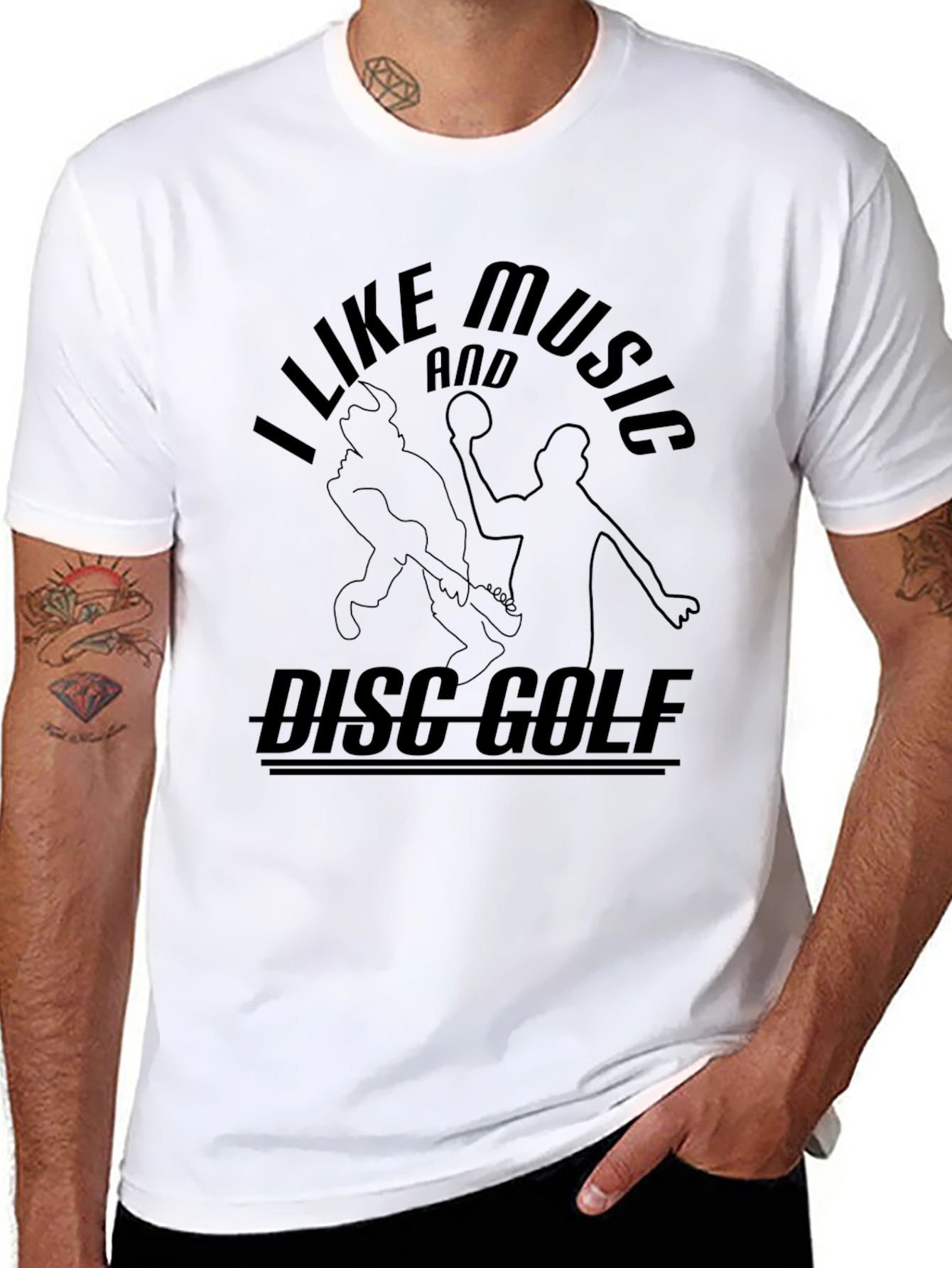 I Like Music and Disc Golf Graphic T-Shirt