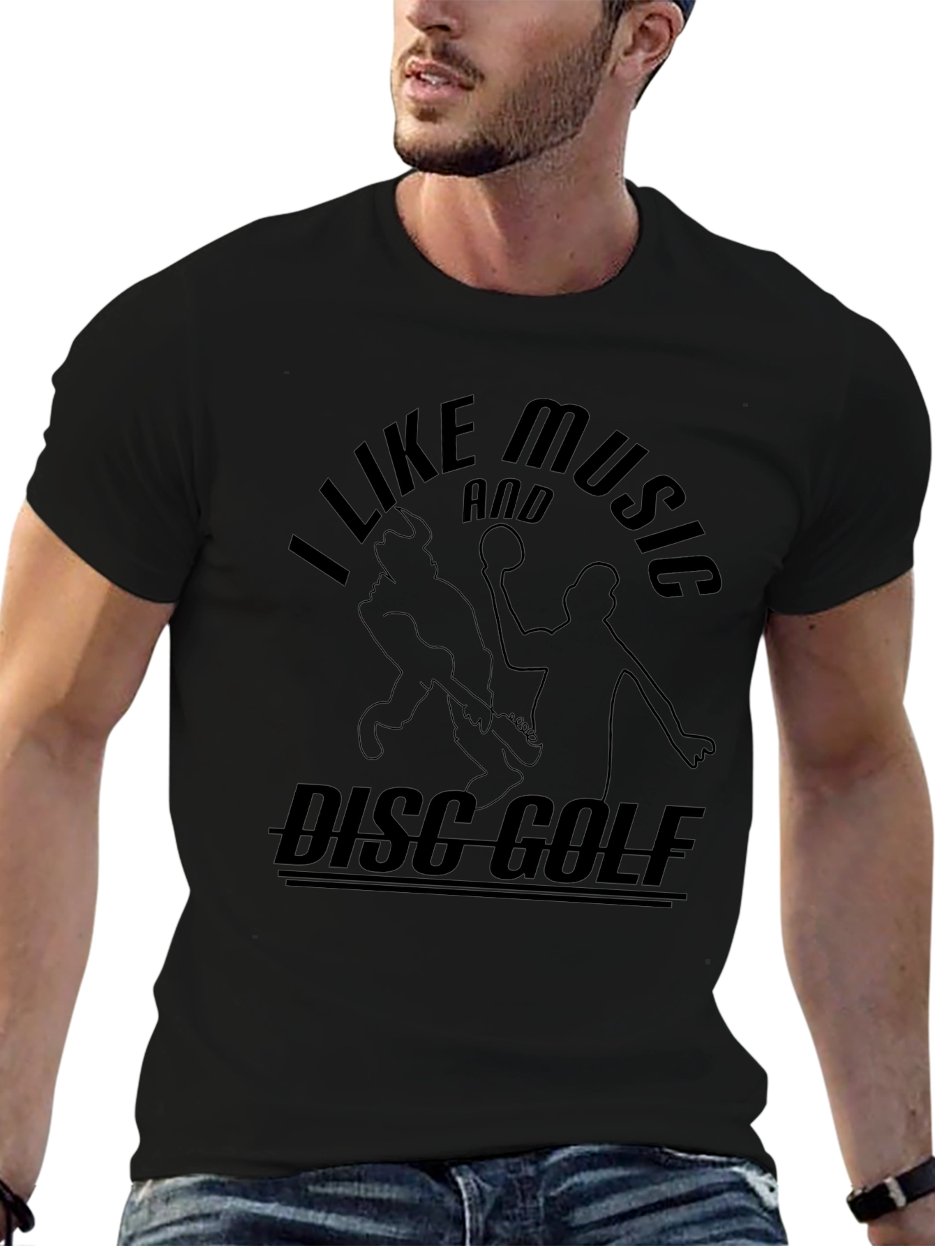 I Like Music and Disc Golf Graphic T-Shirt