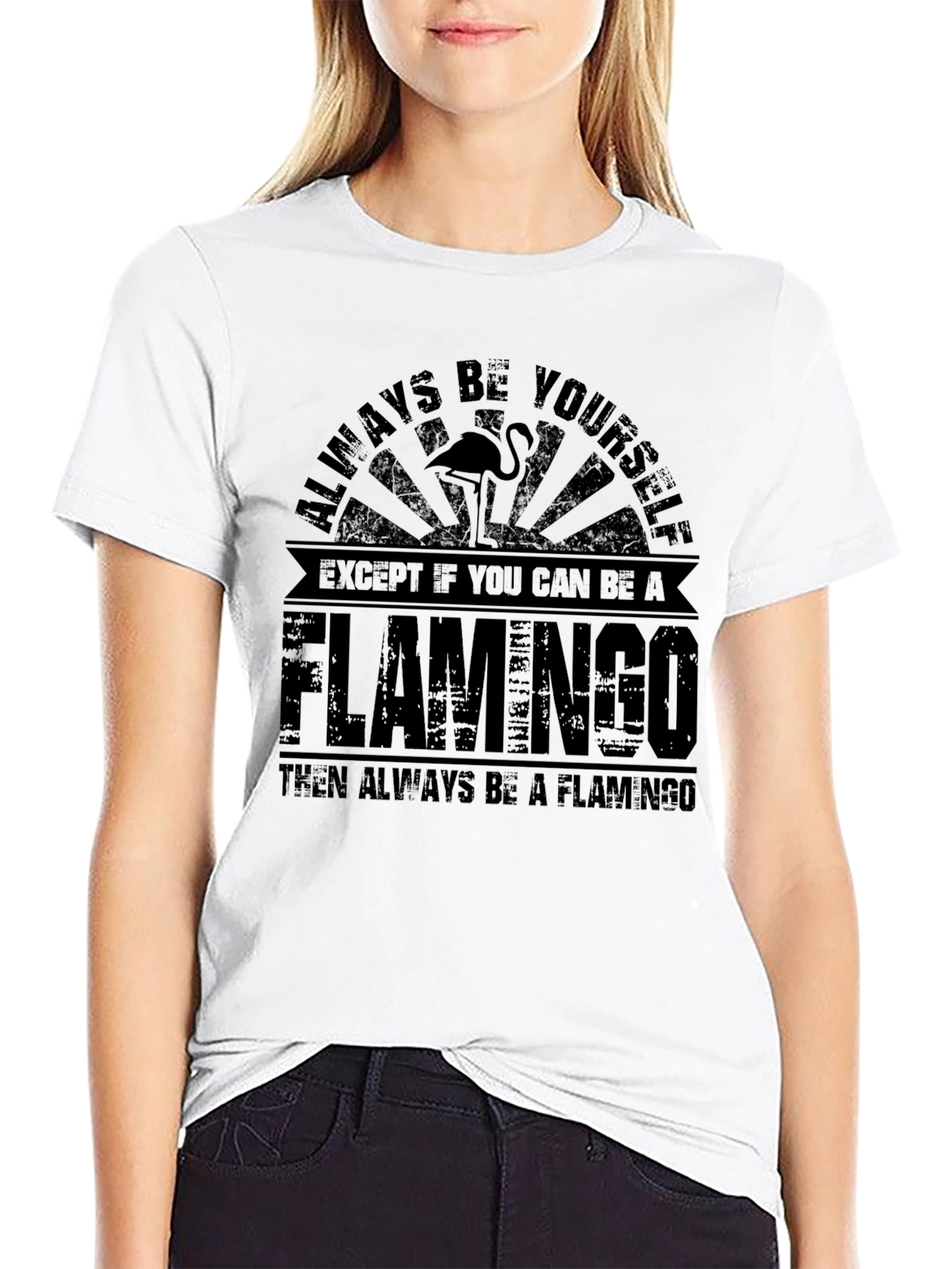 Be a Flamingo Black Graphic T-Shirt