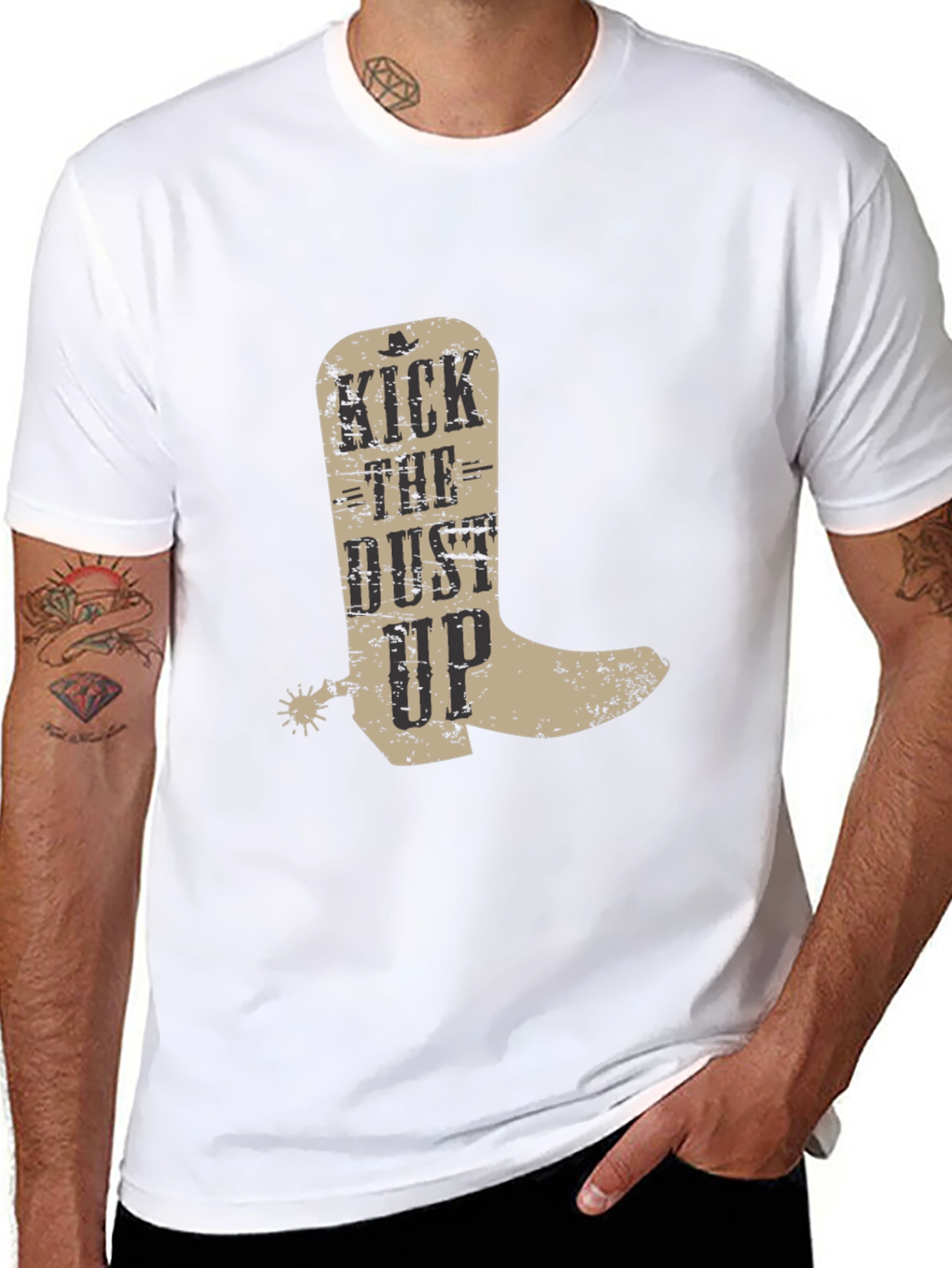 Kick the Dust Up Cowboy Boot Graphic T-Shirt