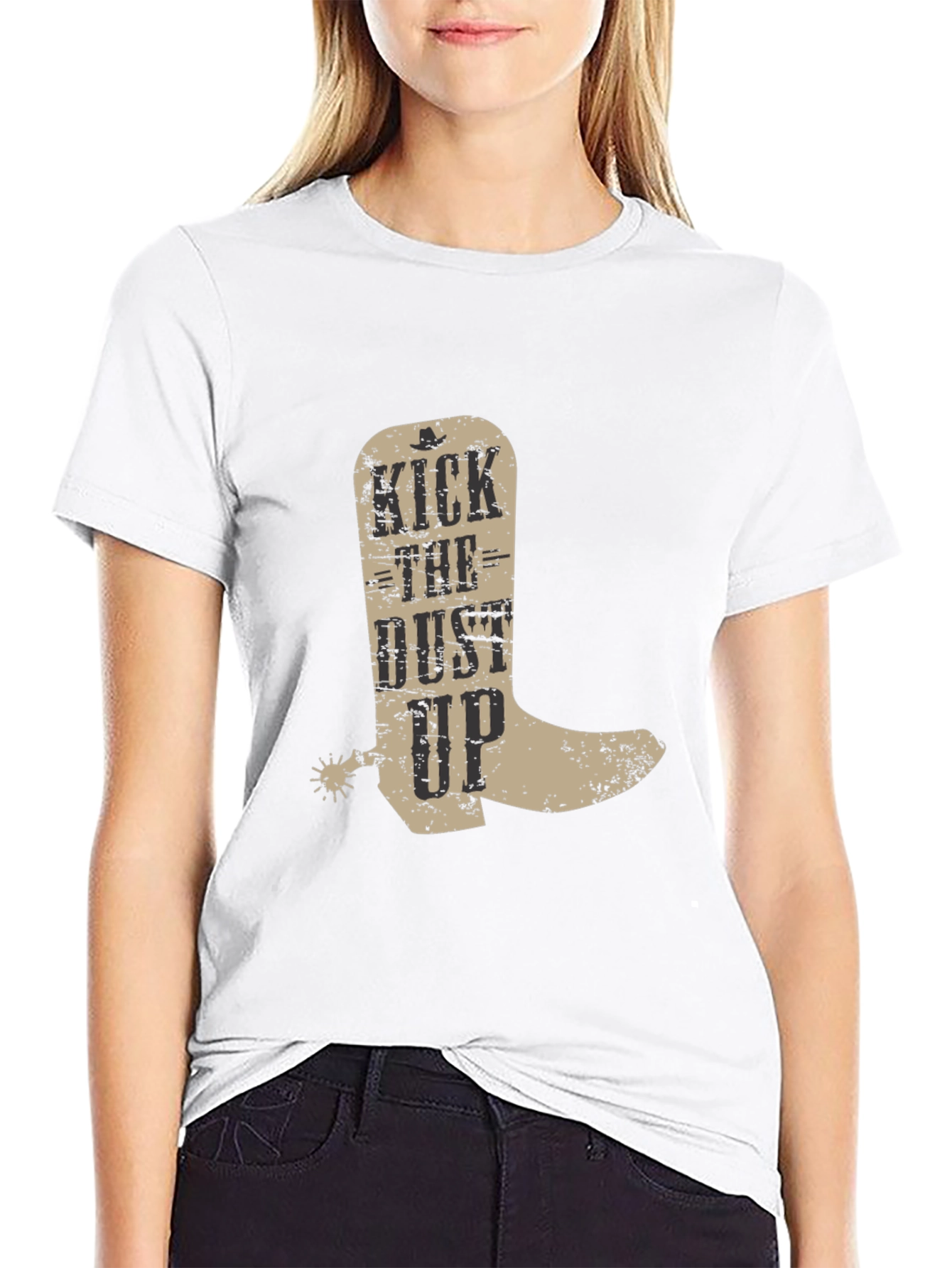 Kick the Dust Up Cowboy Boot Graphic T-Shirt
