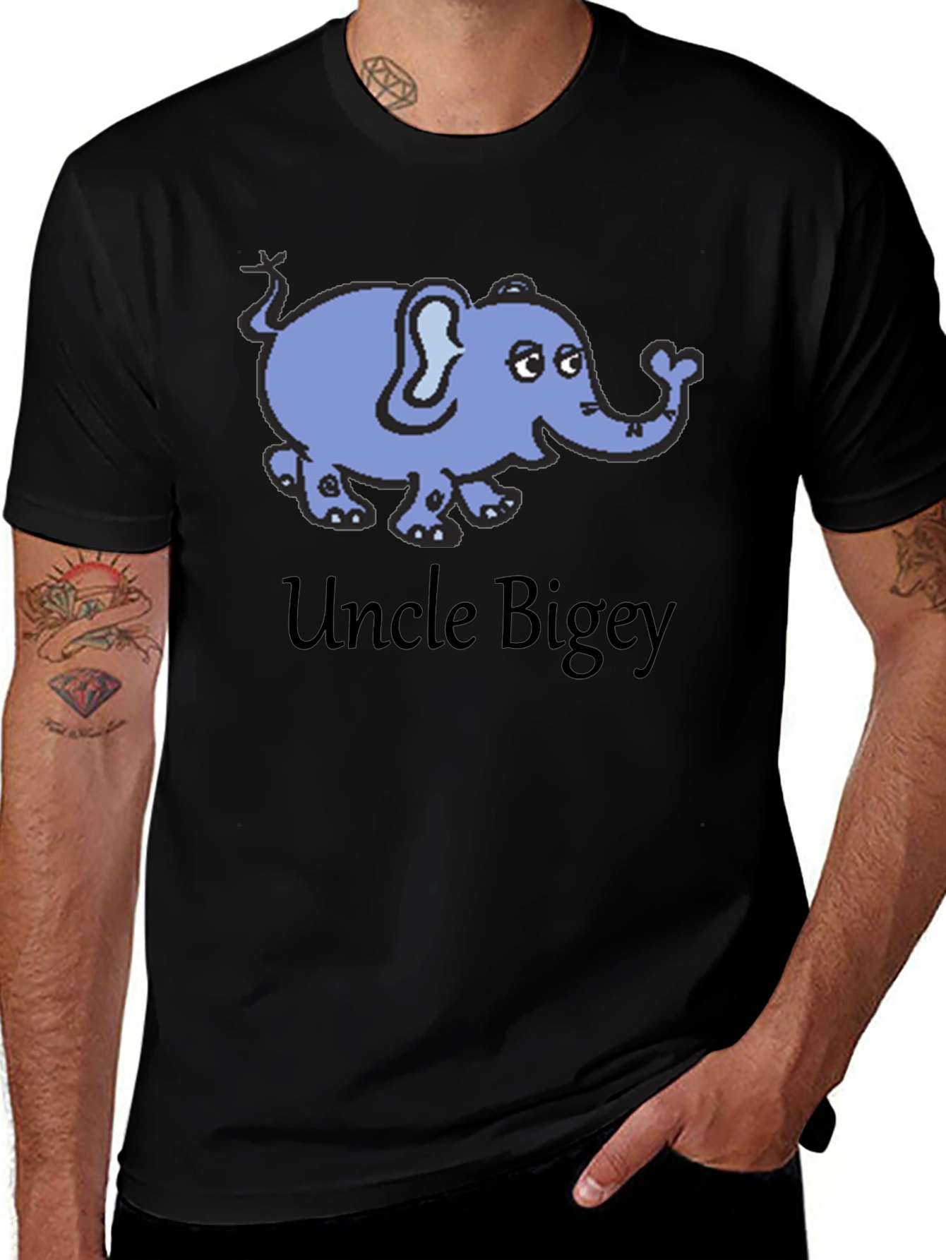 Uncle Bigey Elephant Cartoon T-Shirt