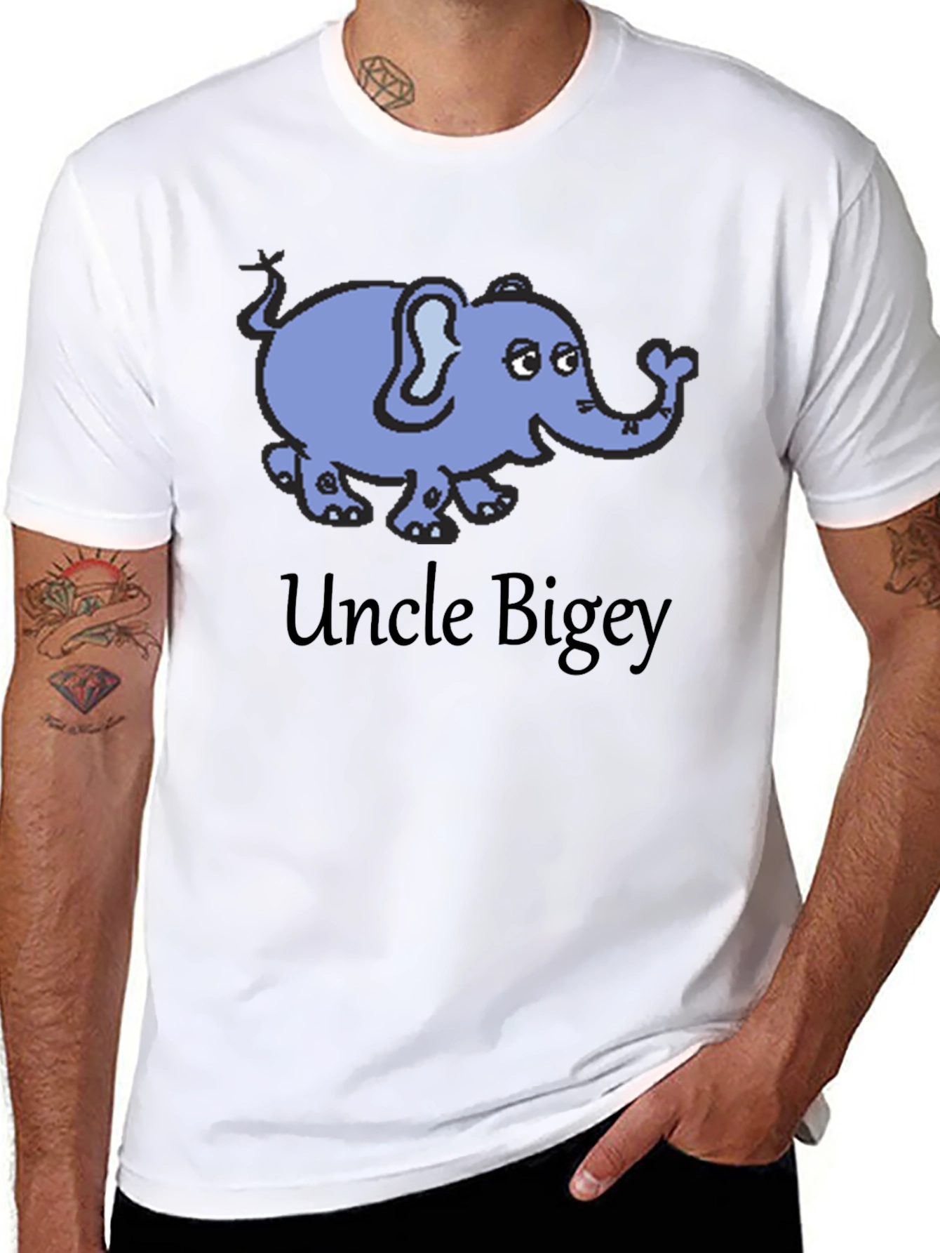 Uncle Bigey Elephant Cartoon T-Shirt