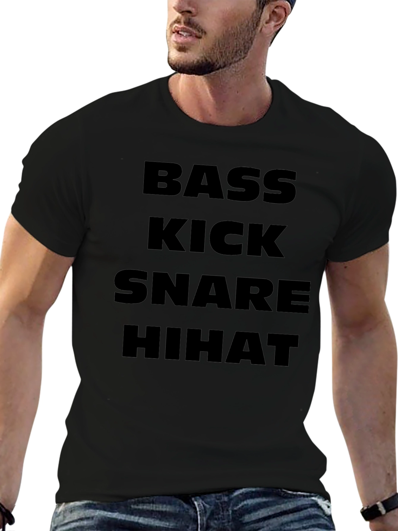 Bass Kick Snare HiHat Black T-Shirt