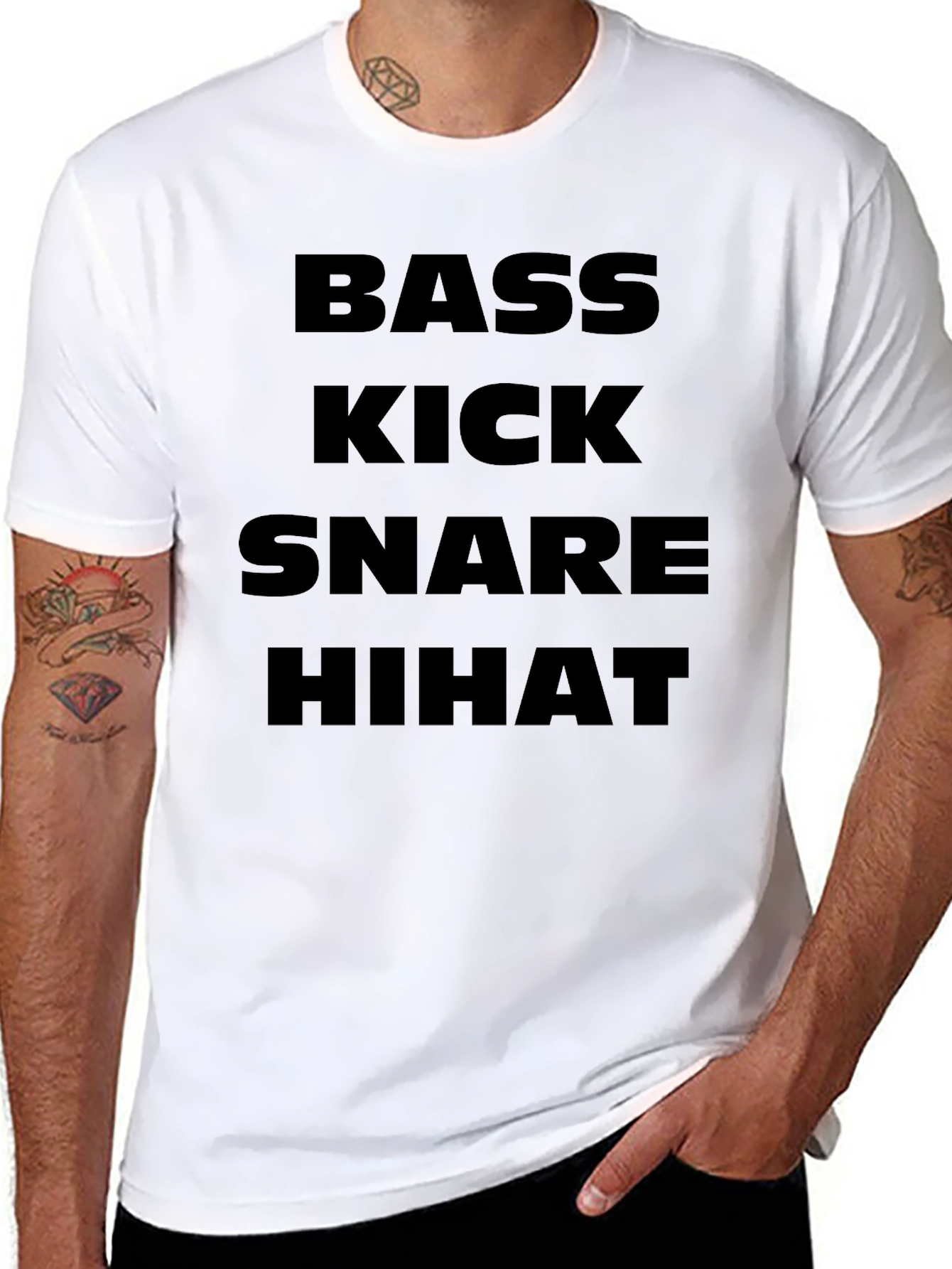 Bass Kick Snare HiHat Black T-Shirt
