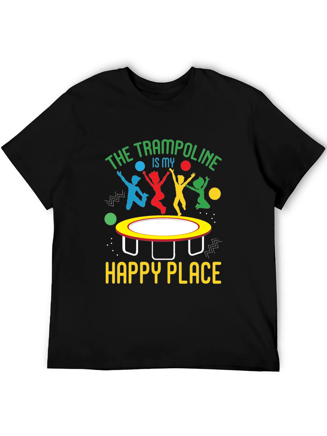 Trampoline Happy Place Black T-Shirt