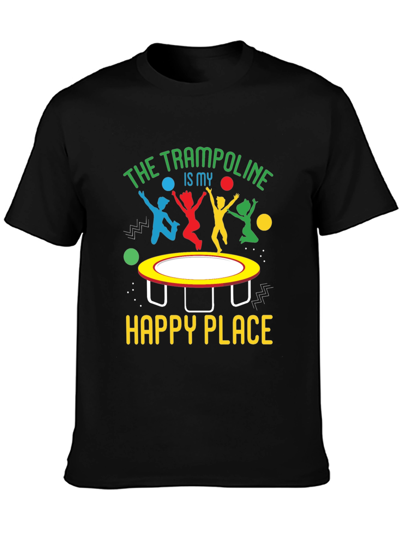 Trampoline Happy Place Black T-Shirt