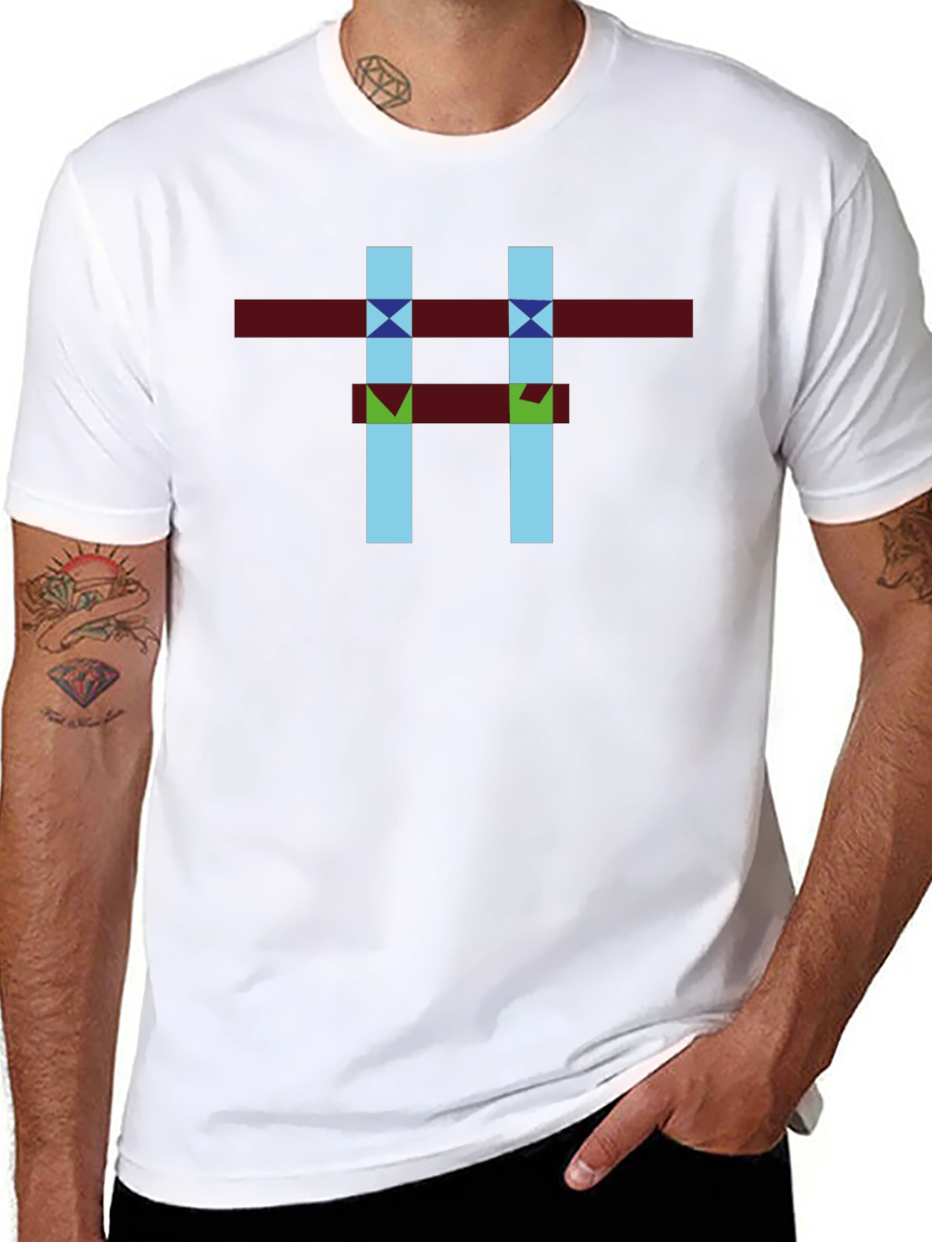 Abstract Geometric Design Black T-Shirt