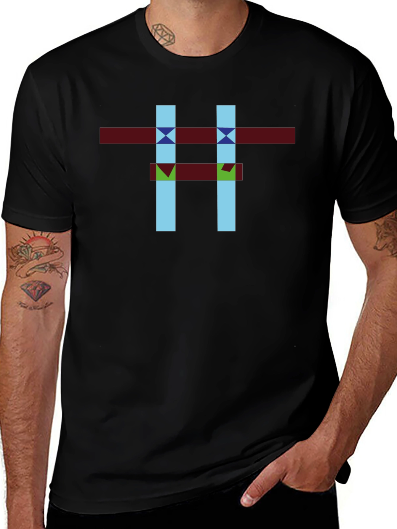 Abstract Geometric Design Black T-Shirt