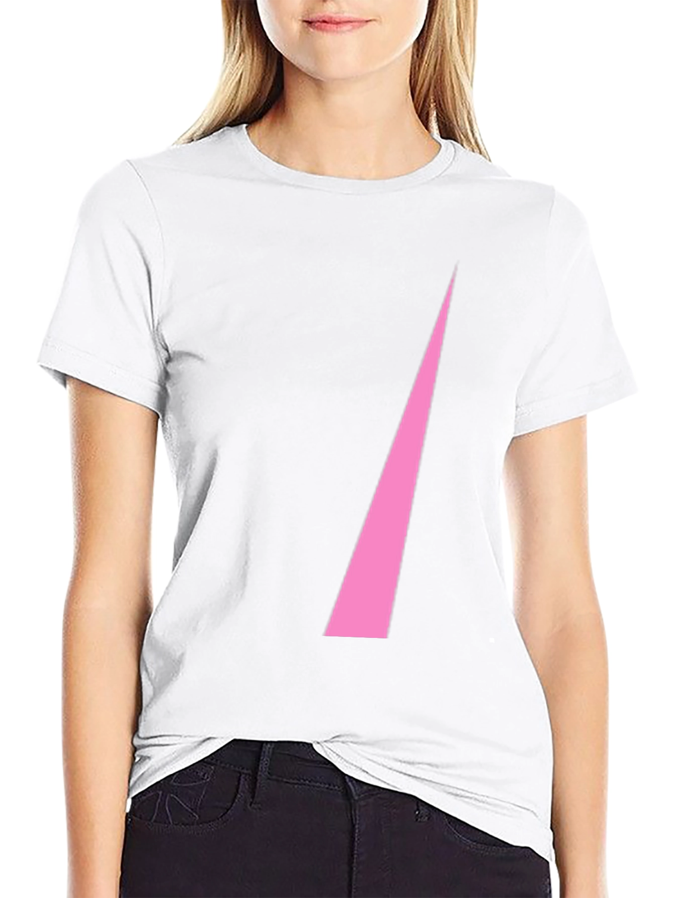 Pink Triangle Graphic Black T-Shirt