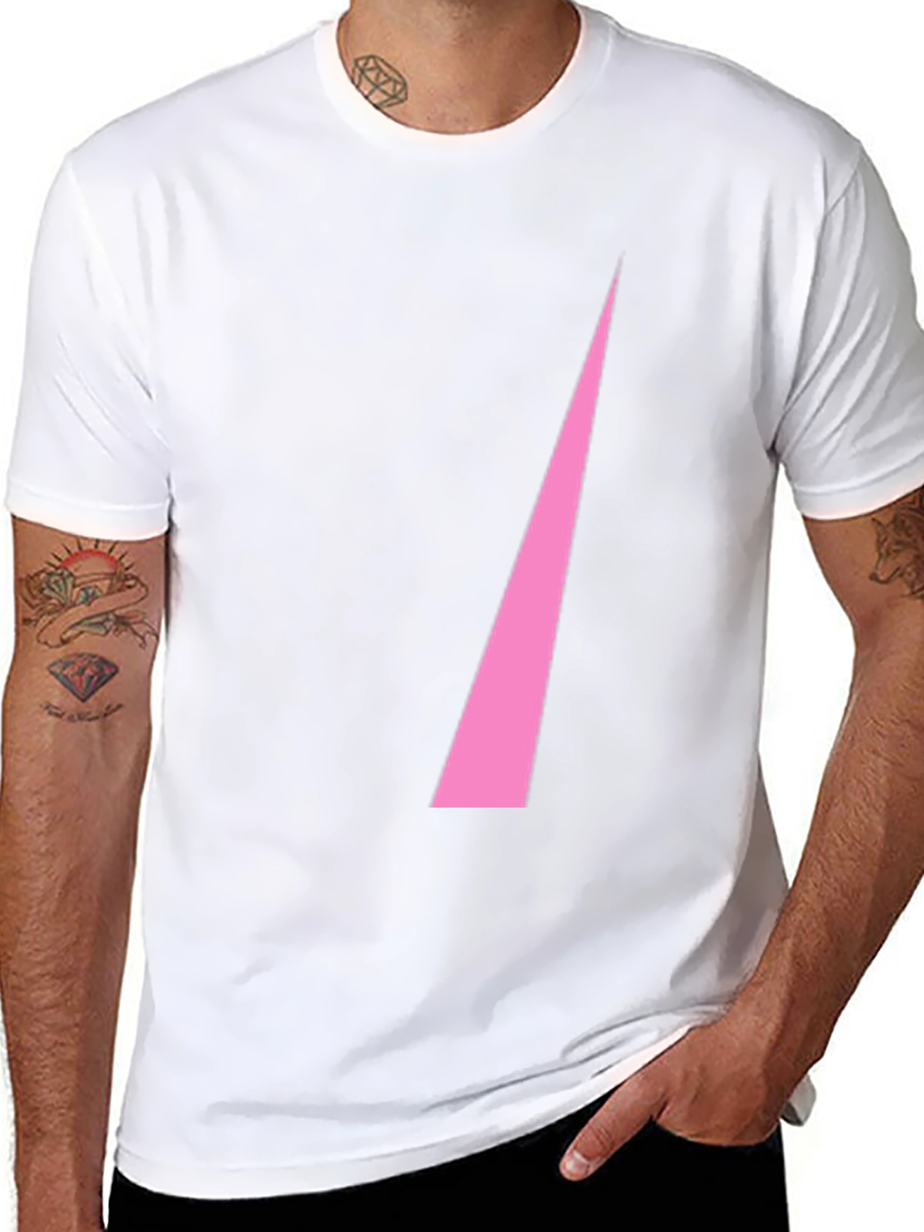 Pink Triangle Graphic Black T-Shirt