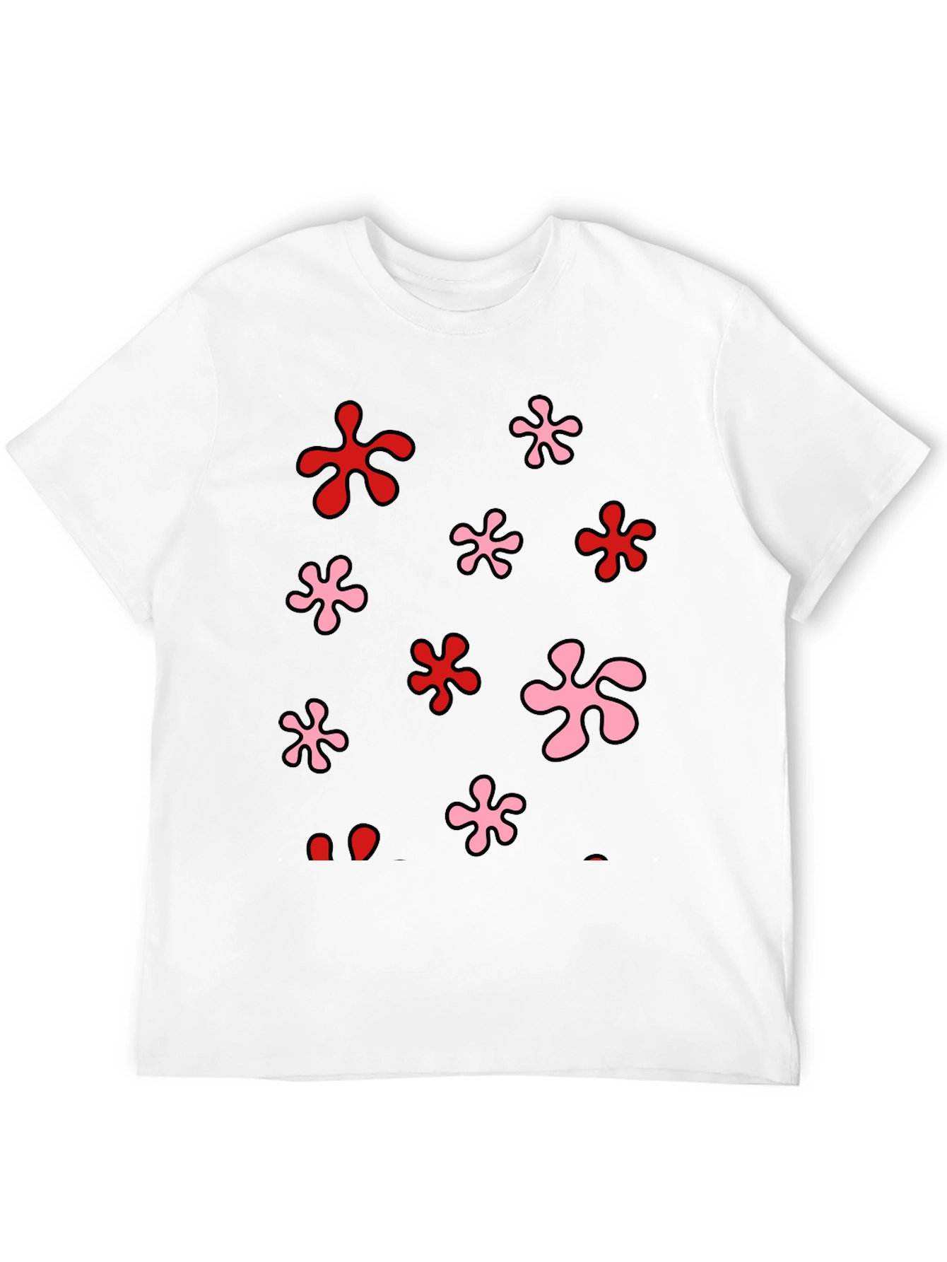 Funky Floral Print Black T-Shirt