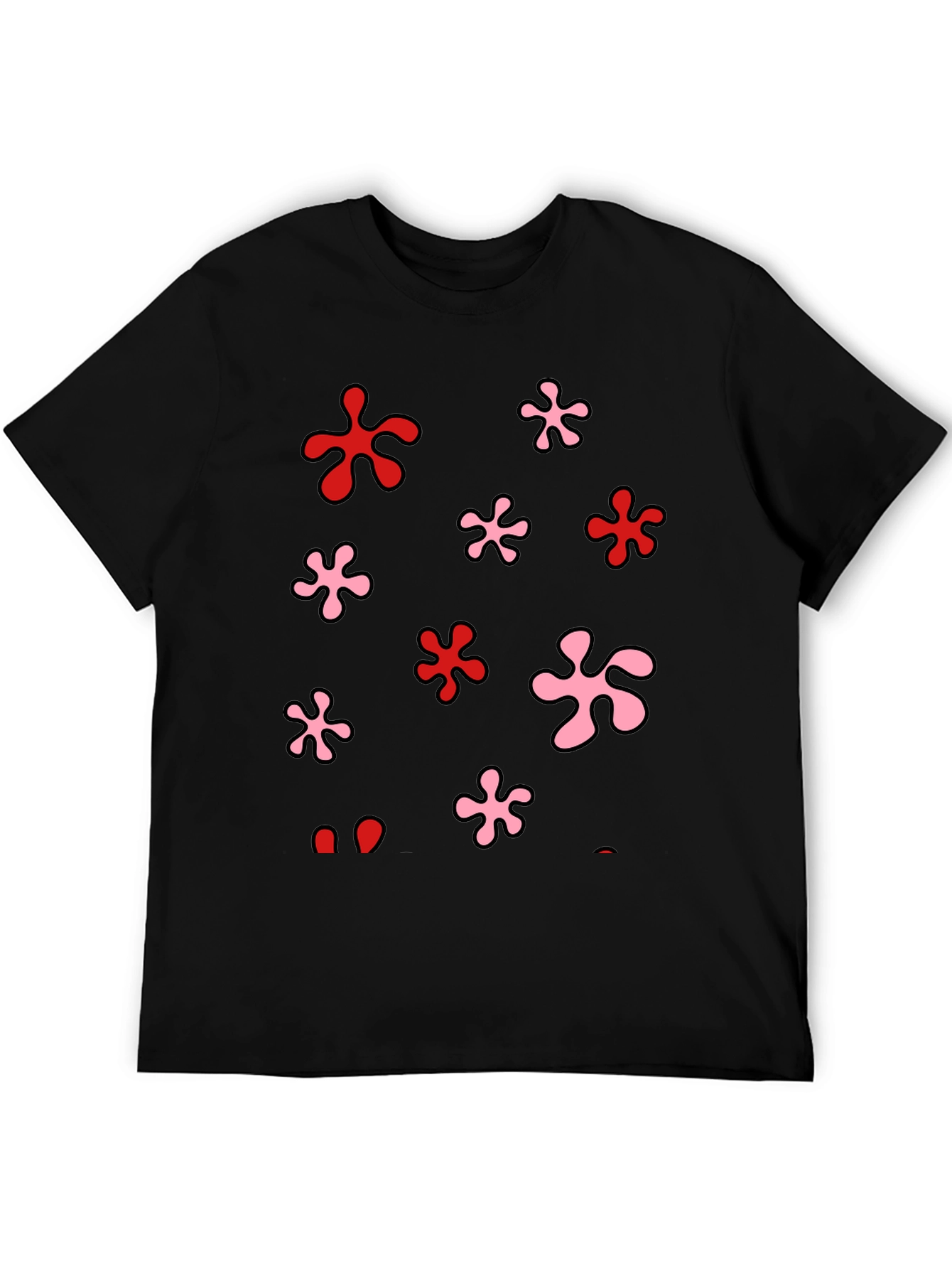 Funky Floral Print Black T-Shirt